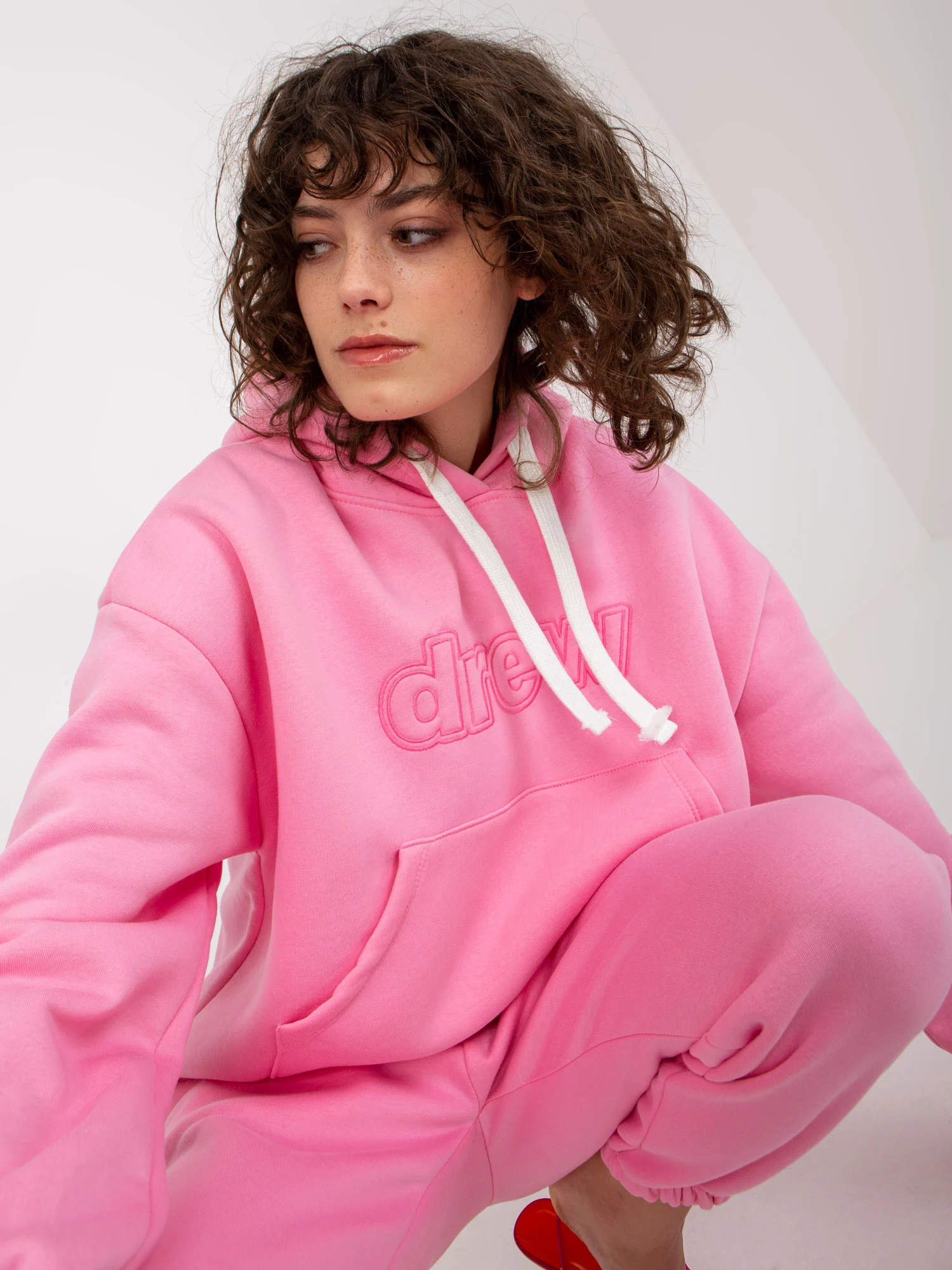 Compleu Dama Maneca lunga, Mansete elastice, ex moda, Roz Casual - imagine 2