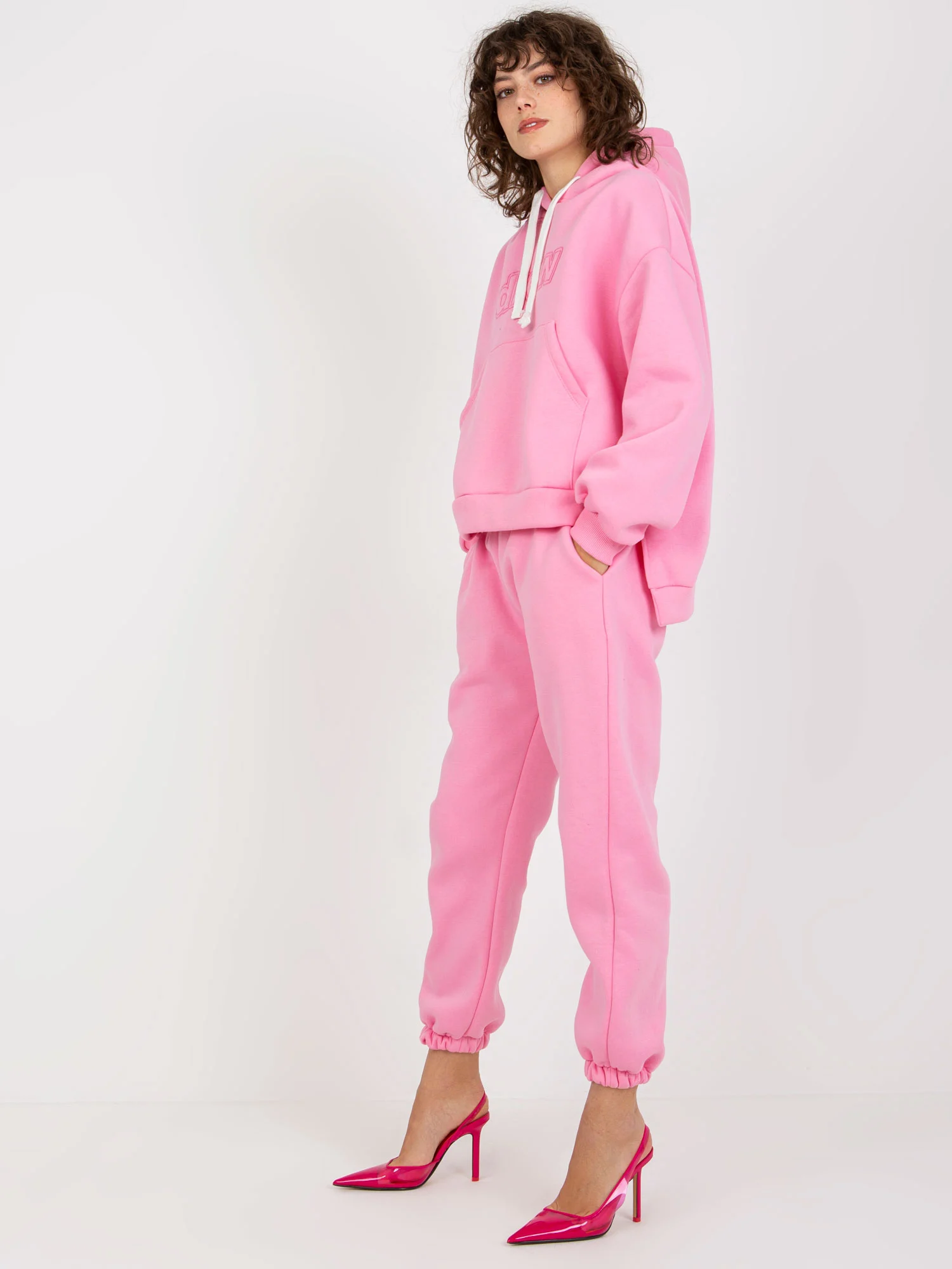 Compleu Dama Maneca lunga, Mansete elastice, ex moda, Roz Casual - imagine 4