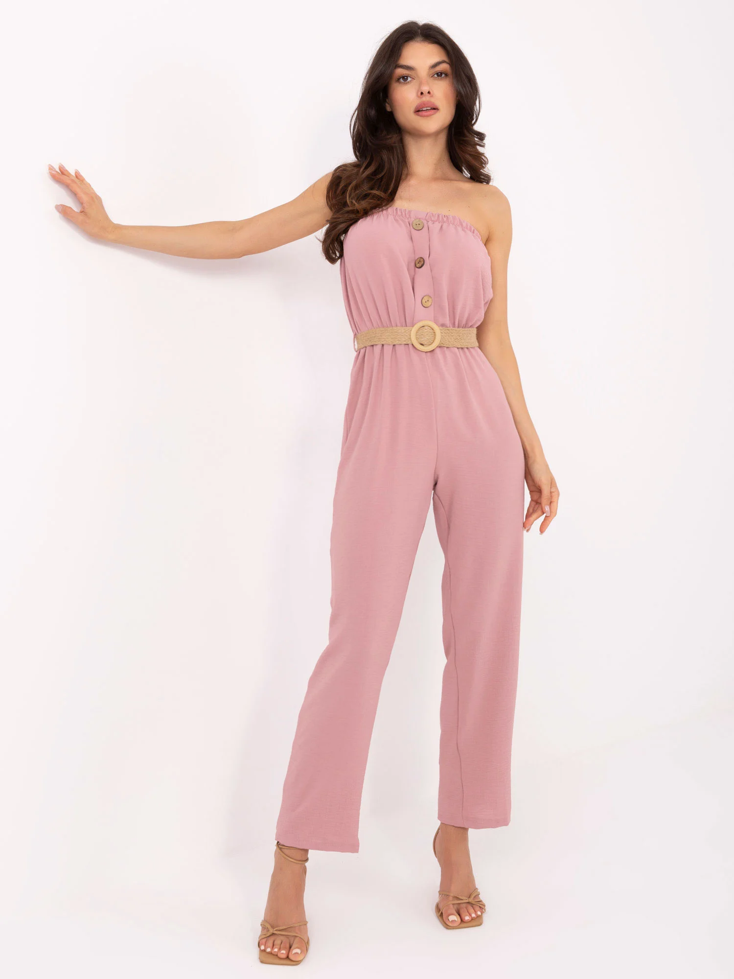 Salopeta Dama Fara maneci, Croiala dreapta, RUE PARIS, Roz Casual - imagine 5
