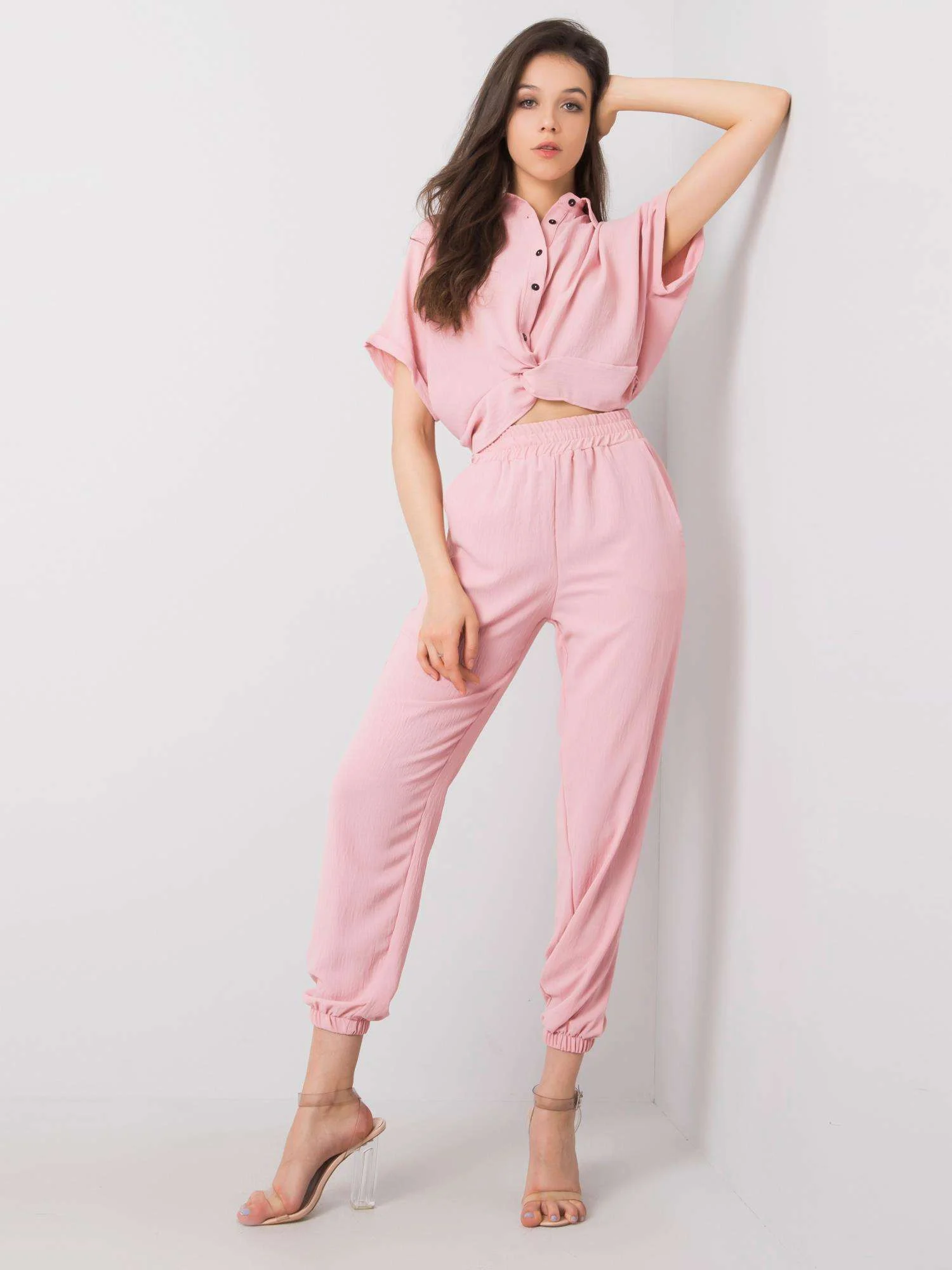 Compleu Dama Mini, Decolteu cu guler, RUE PARIS, Roz - imagine 3