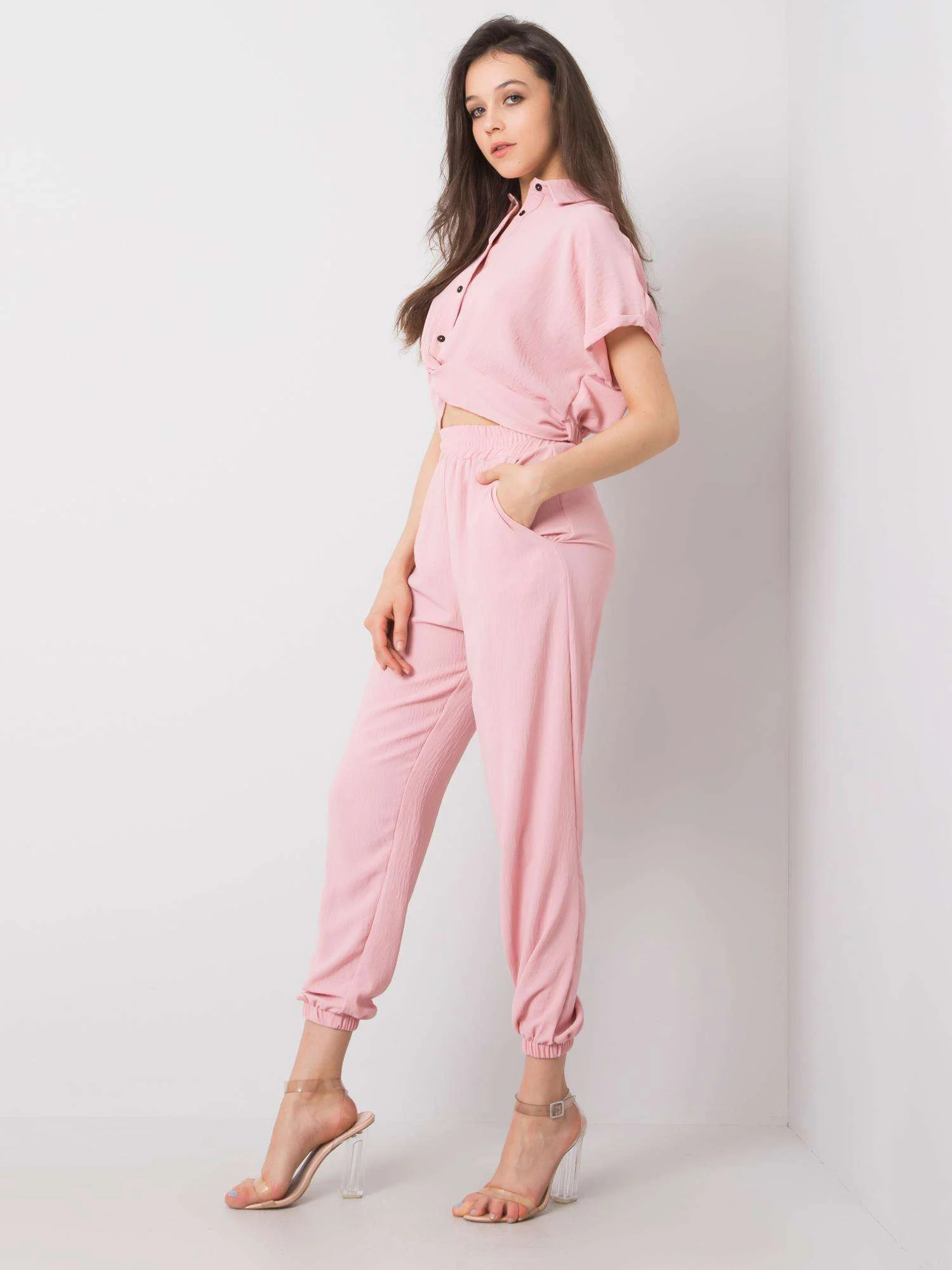 Compleu Dama Mini, Decolteu cu guler, RUE PARIS, Roz - imagine 5