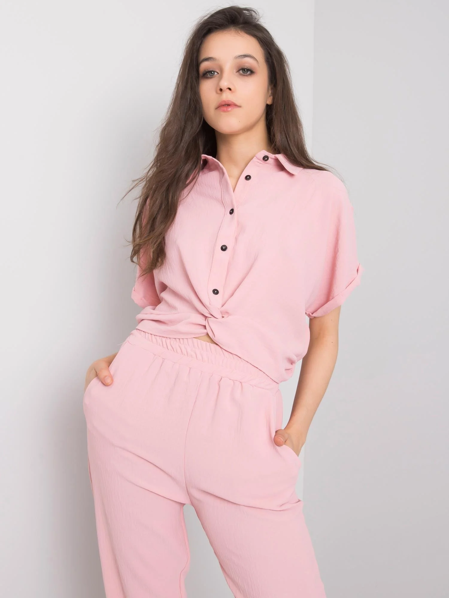 Compleu Dama Mini, Decolteu cu guler, RUE PARIS, Roz - imagine 2