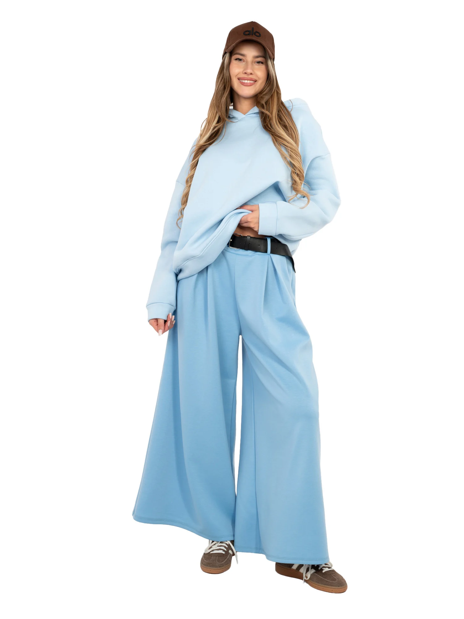 Pantaloni Dama Elegant, Guler inalt, RUE PARIS, Albastru Eleganta Office - imagine 6