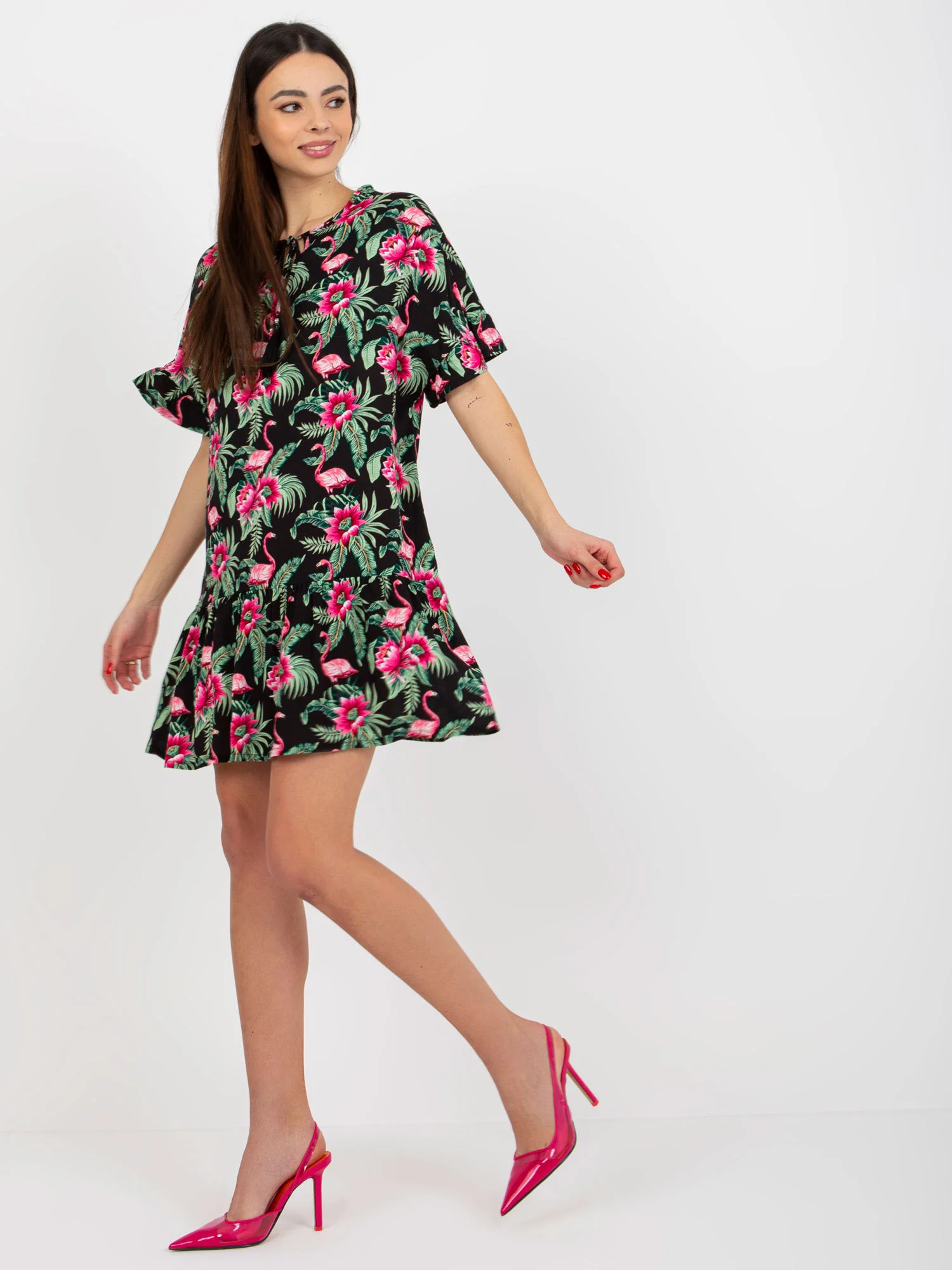 Rochie Dama Mini, Floral, Sublevel, Verde de Vara - imagine 3