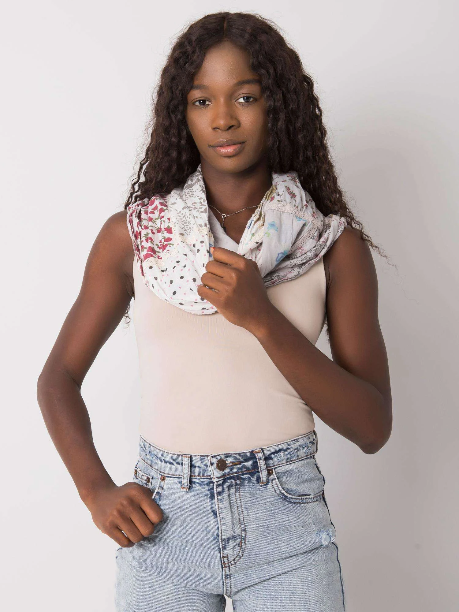 Bandana Dama Imprimat, Bumbac, Fashion Hunters, Gri - imagine 4