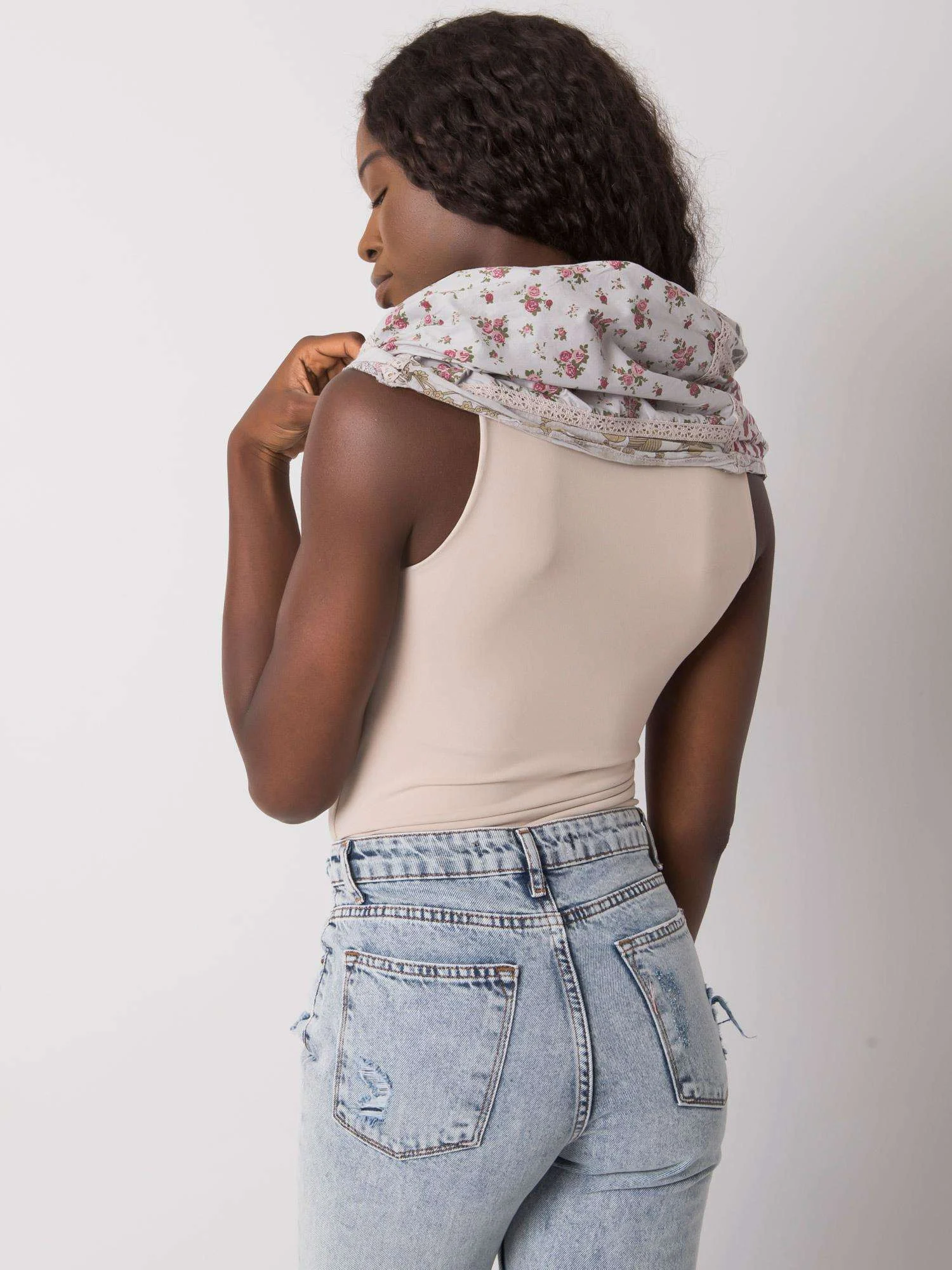 Bandana Dama Imprimat, Bumbac, Fashion Hunters, Gri - imagine 2