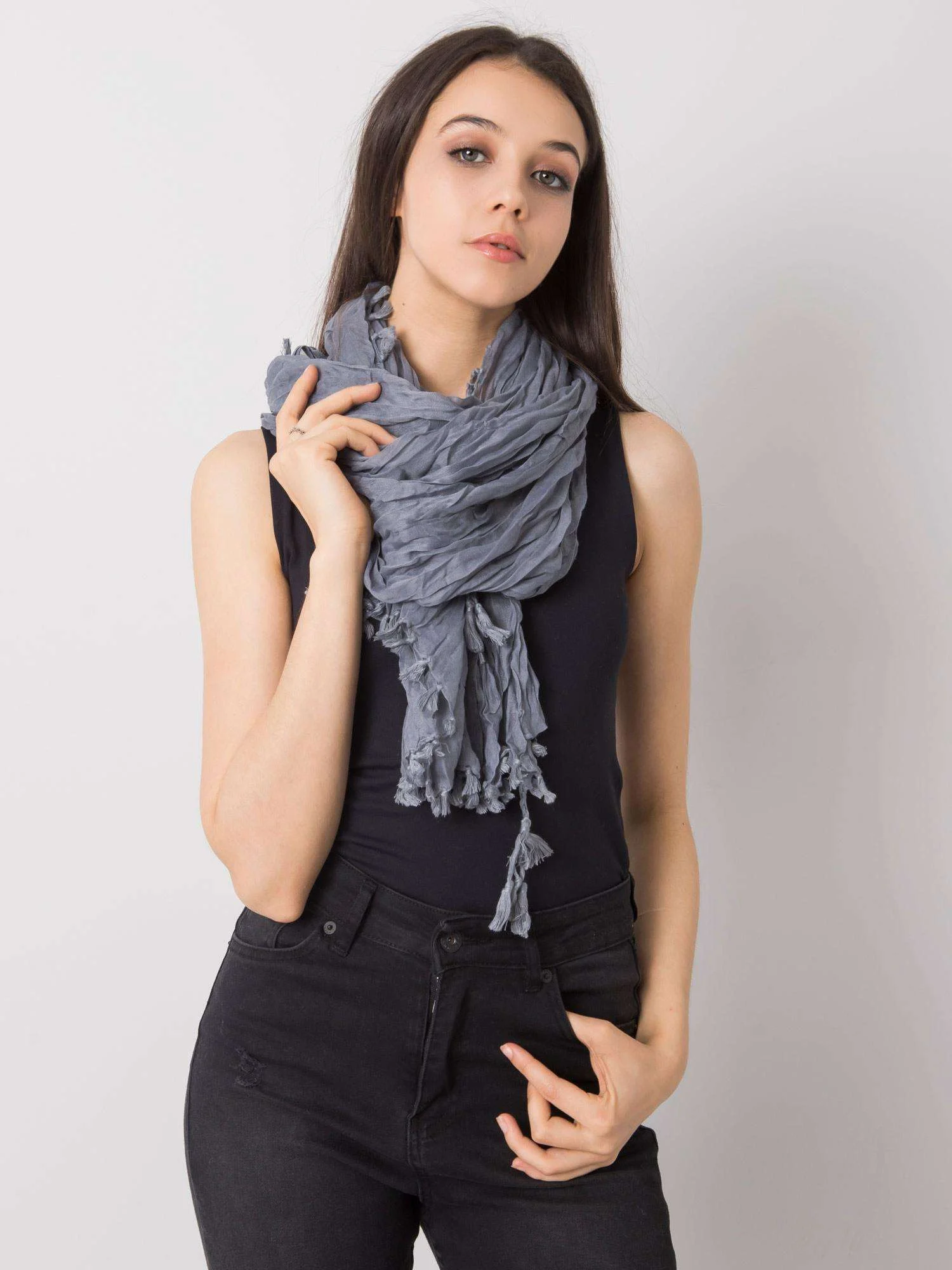 Bandana Dama Viscoza, Fashion Hunters, Gri - imagine 2