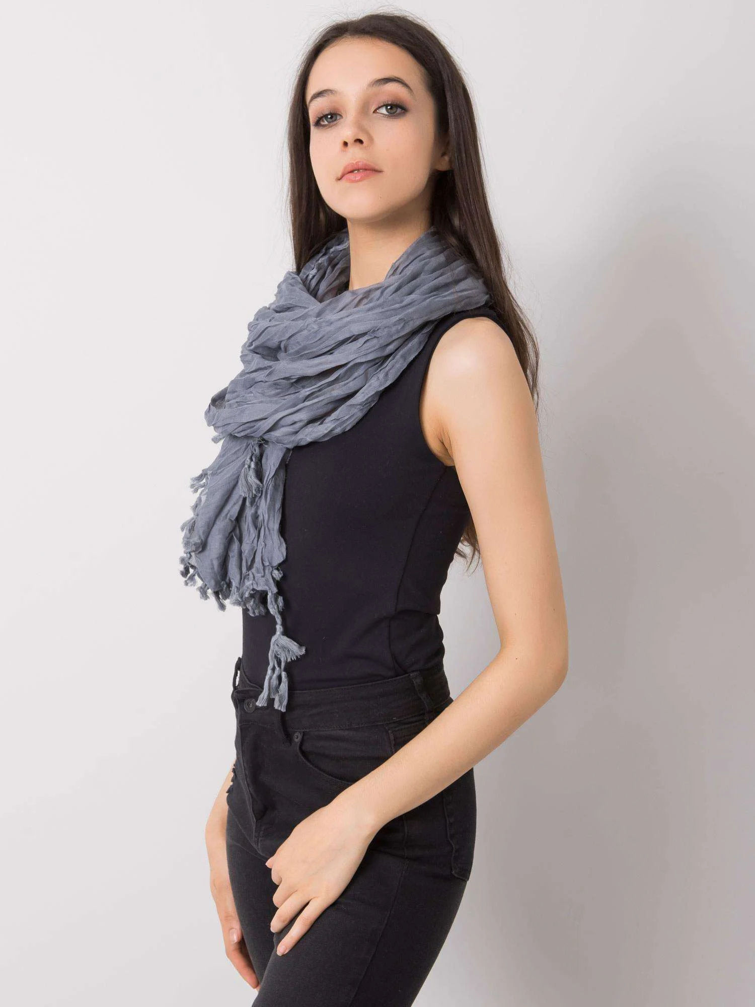 Bandana Dama Viscoza, Fashion Hunters, Gri - imagine 3