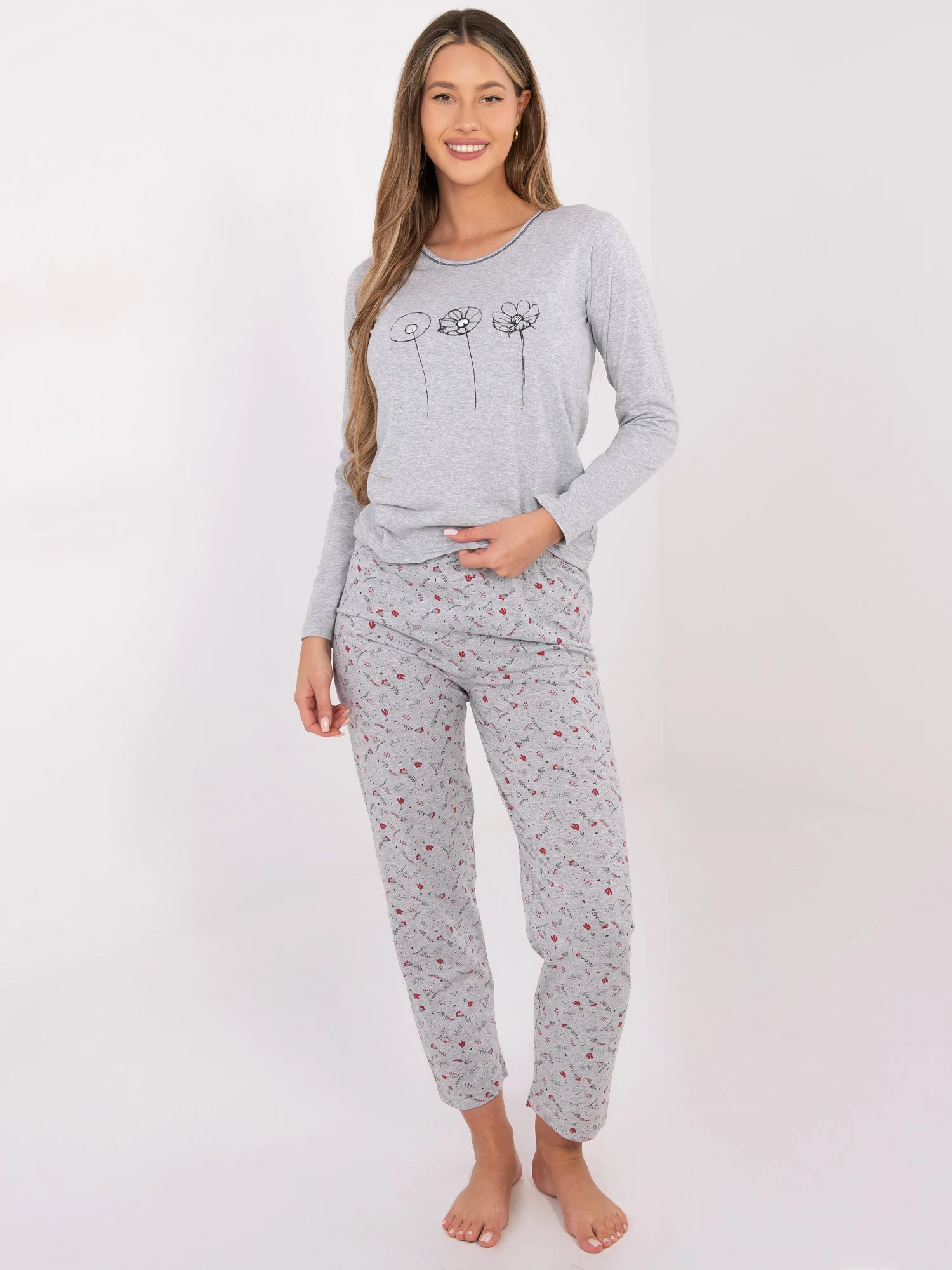 Pijama Dama Maneca lunga, Dreapta, Forever Pink, Gri Marimi Mari - imagine 6