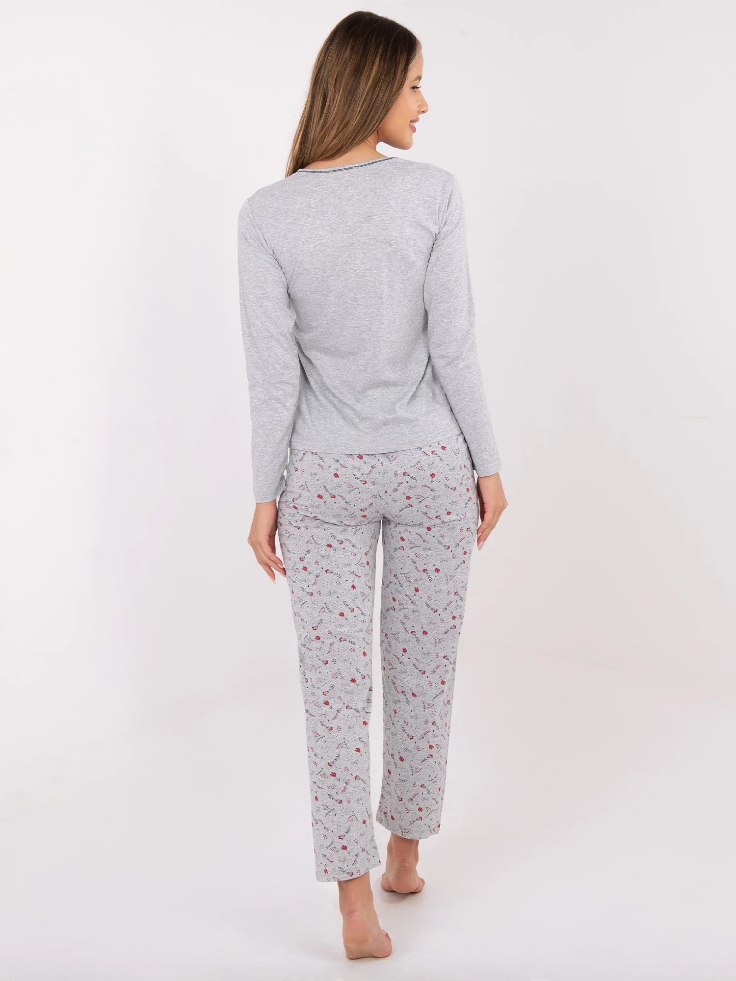 Pijama Dama Maneca lunga, Dreapta, Forever Pink, Gri Marimi Mari - imagine 7