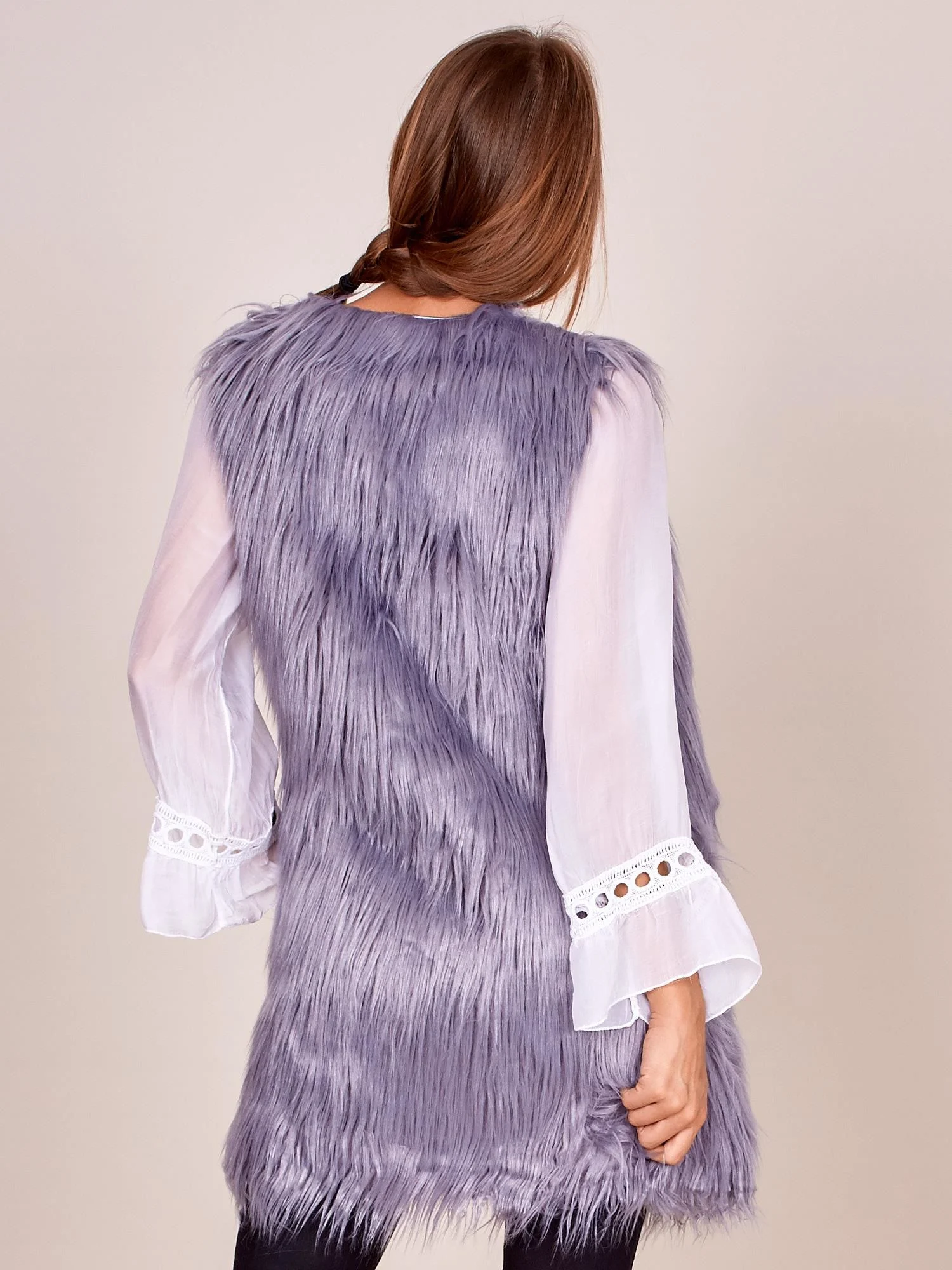 Vesta Dama Fara maneci, Elegant, Wool Fashion Italia, Gri Eleganta Office - imagine 3