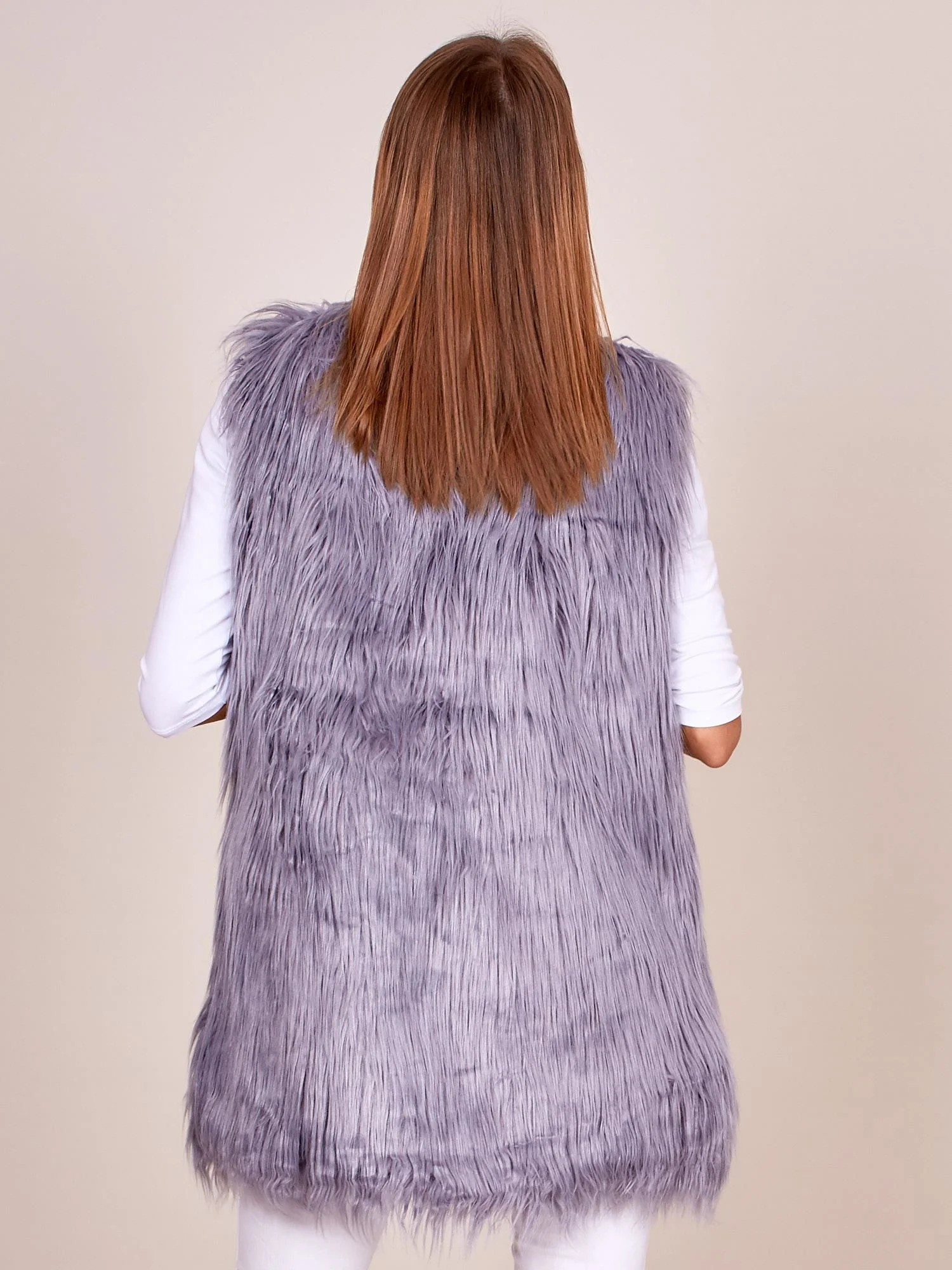 Vesta Dama Fara maneci, Elegant, Wool Fashion Italia, Gri Eleganta Office Marimi Mari - Image 3