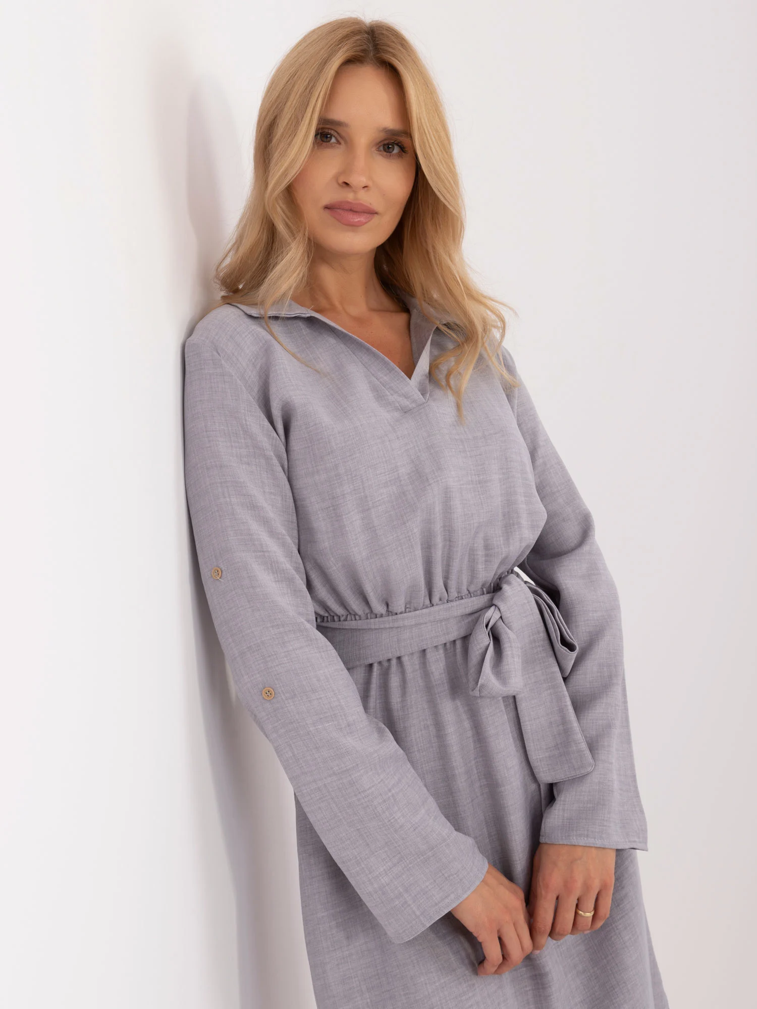 Rochie Dama Maxi, Lejera, LAKERTA, Gri Eleganta Office - Image 4