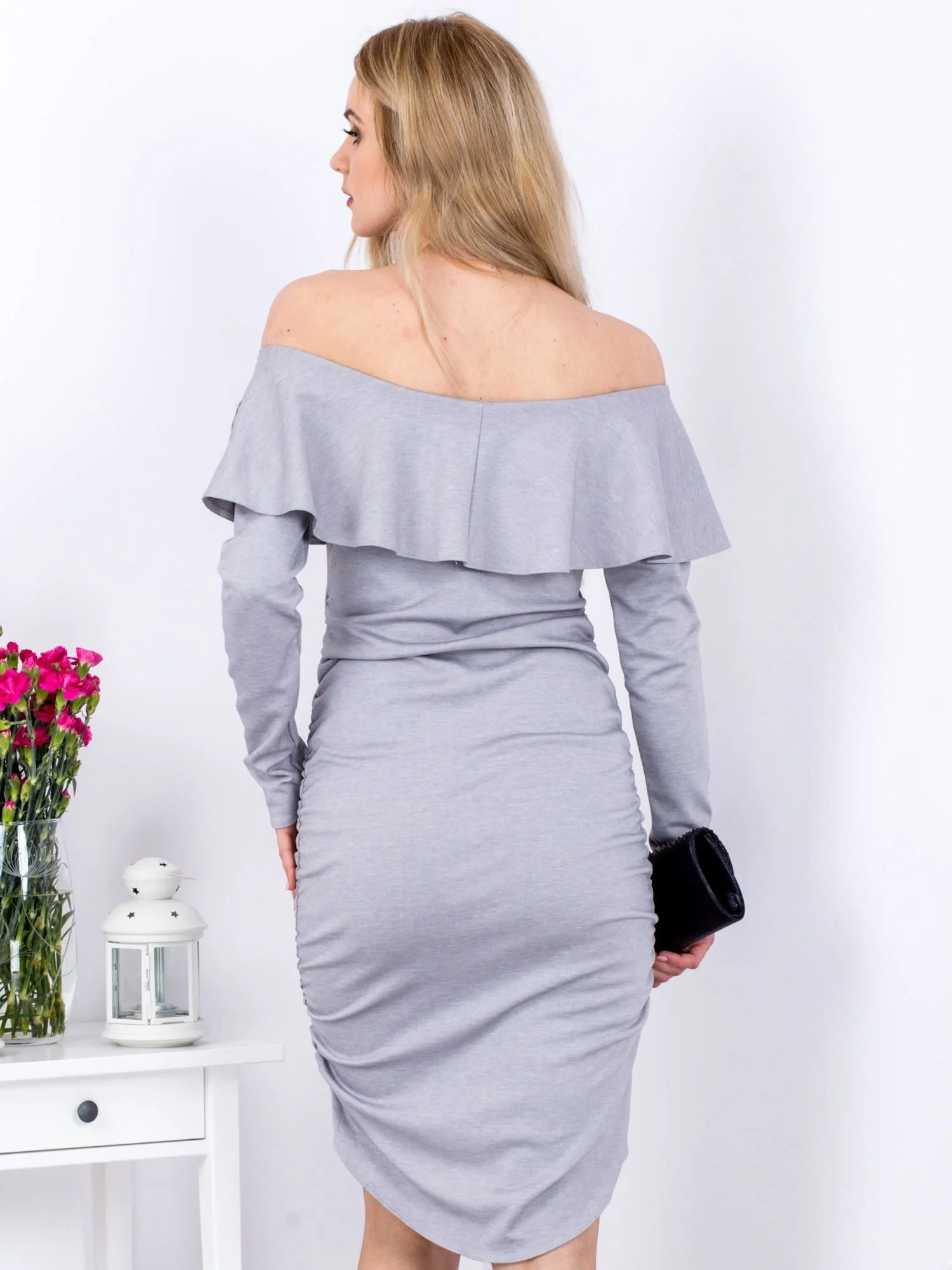 Rochie Dama Maxi, Rochie creion, City Donna, Gri de Petrecere - Image 6