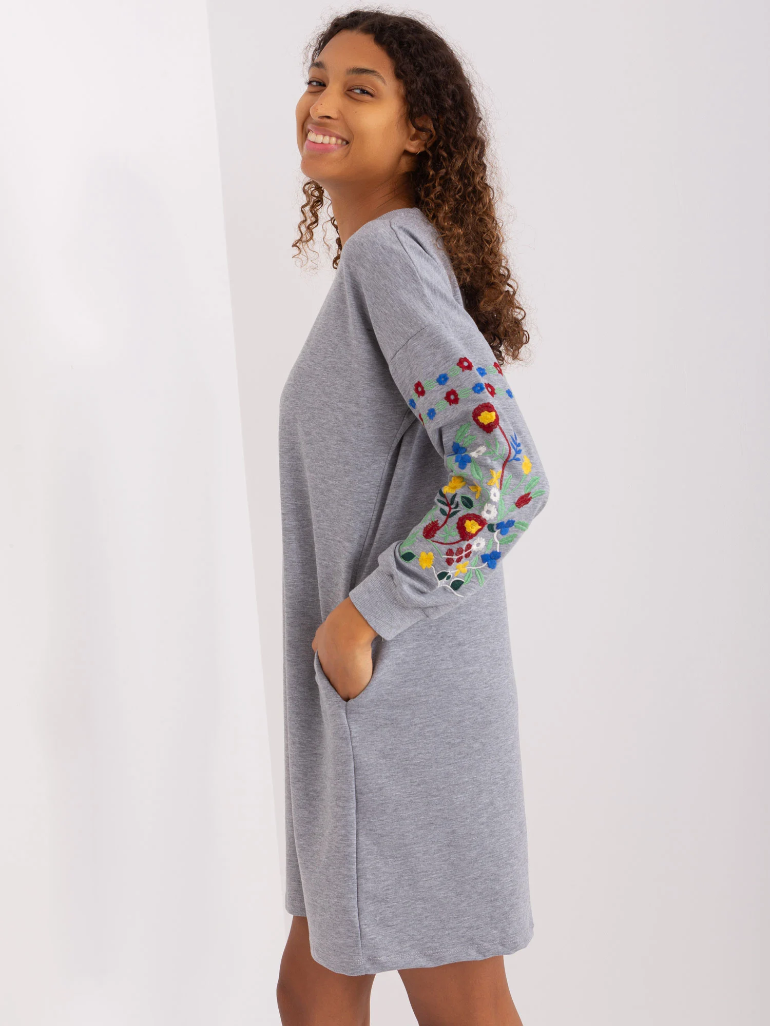 Rochie Dama Maxi, Floral, RUE PARIS, Gri - Image 2