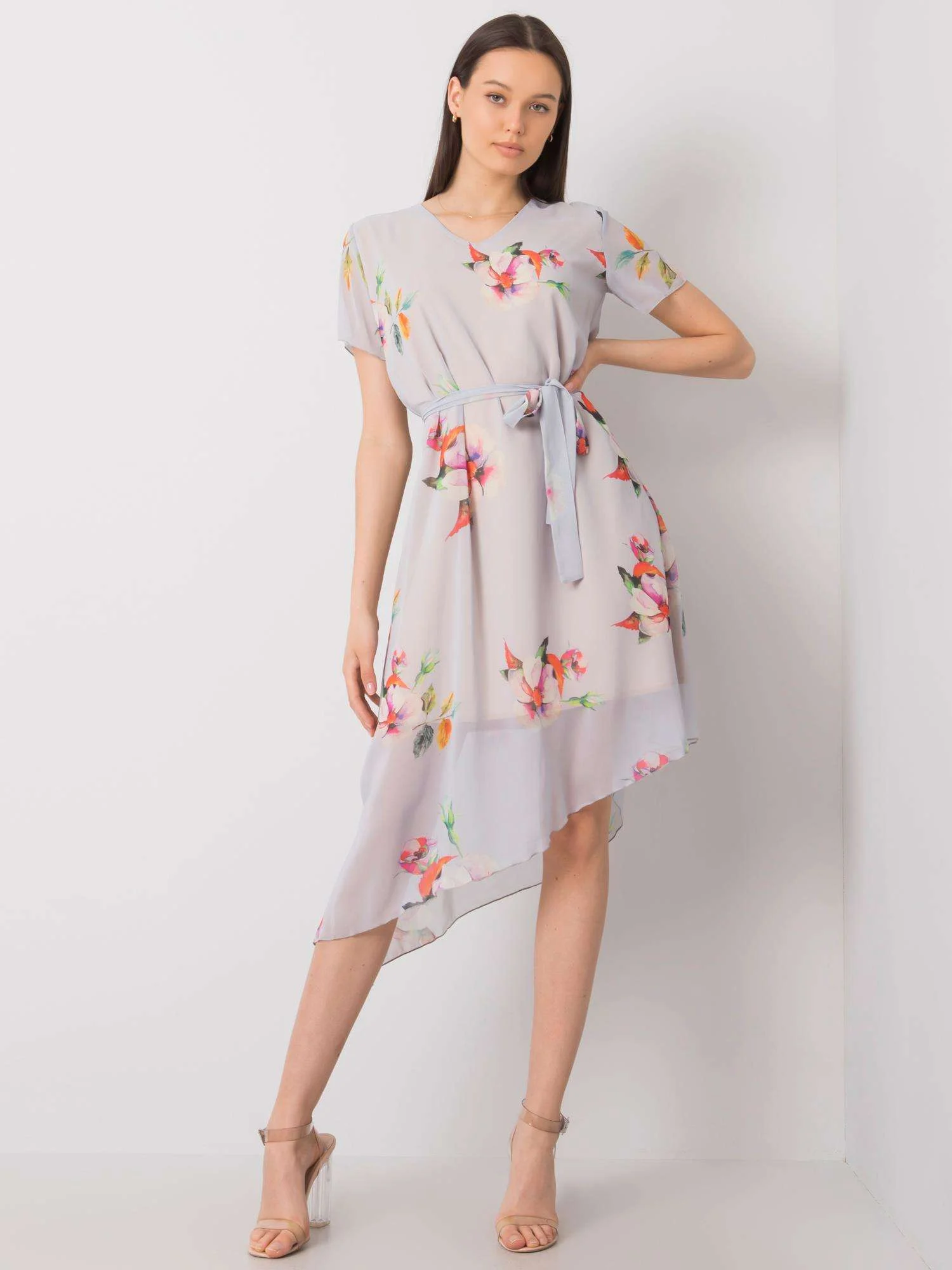 Rochie Dama Midi, Floral, LAKERTA, Gri de Vara - imagine 5