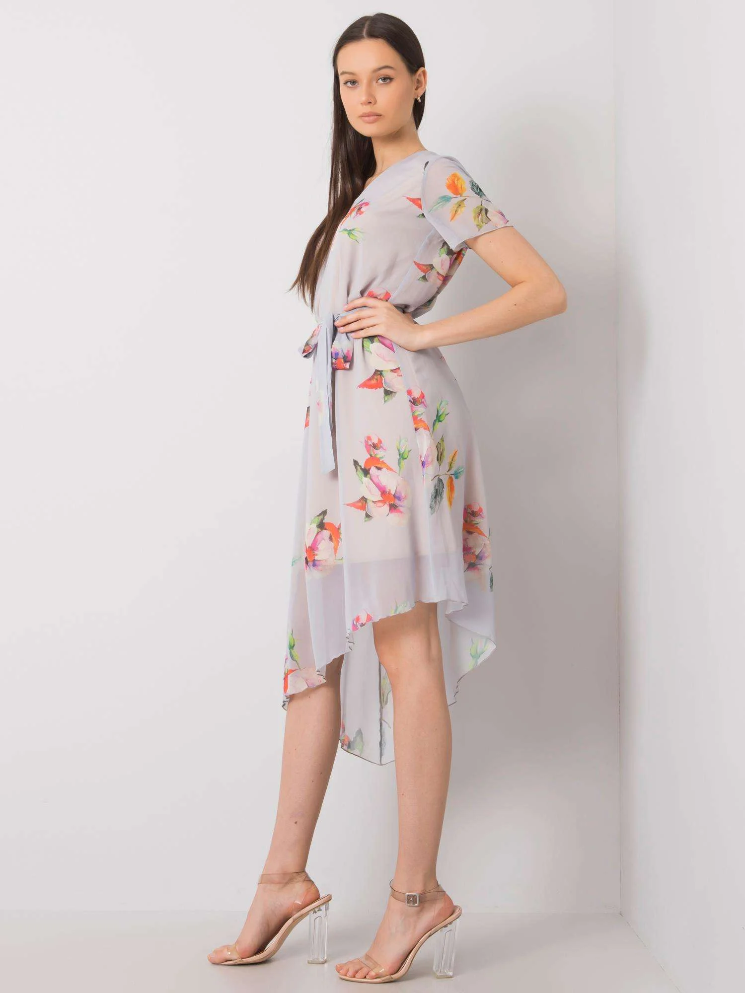 Rochie Dama Midi, Floral, LAKERTA, Gri de Vara - imagine 3