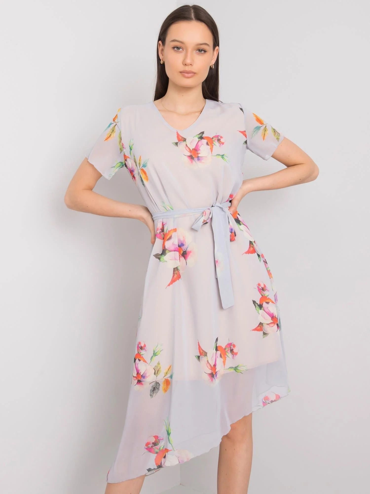 Rochie Dama Midi, Floral, LAKERTA, Gri de Vara - imagine 2