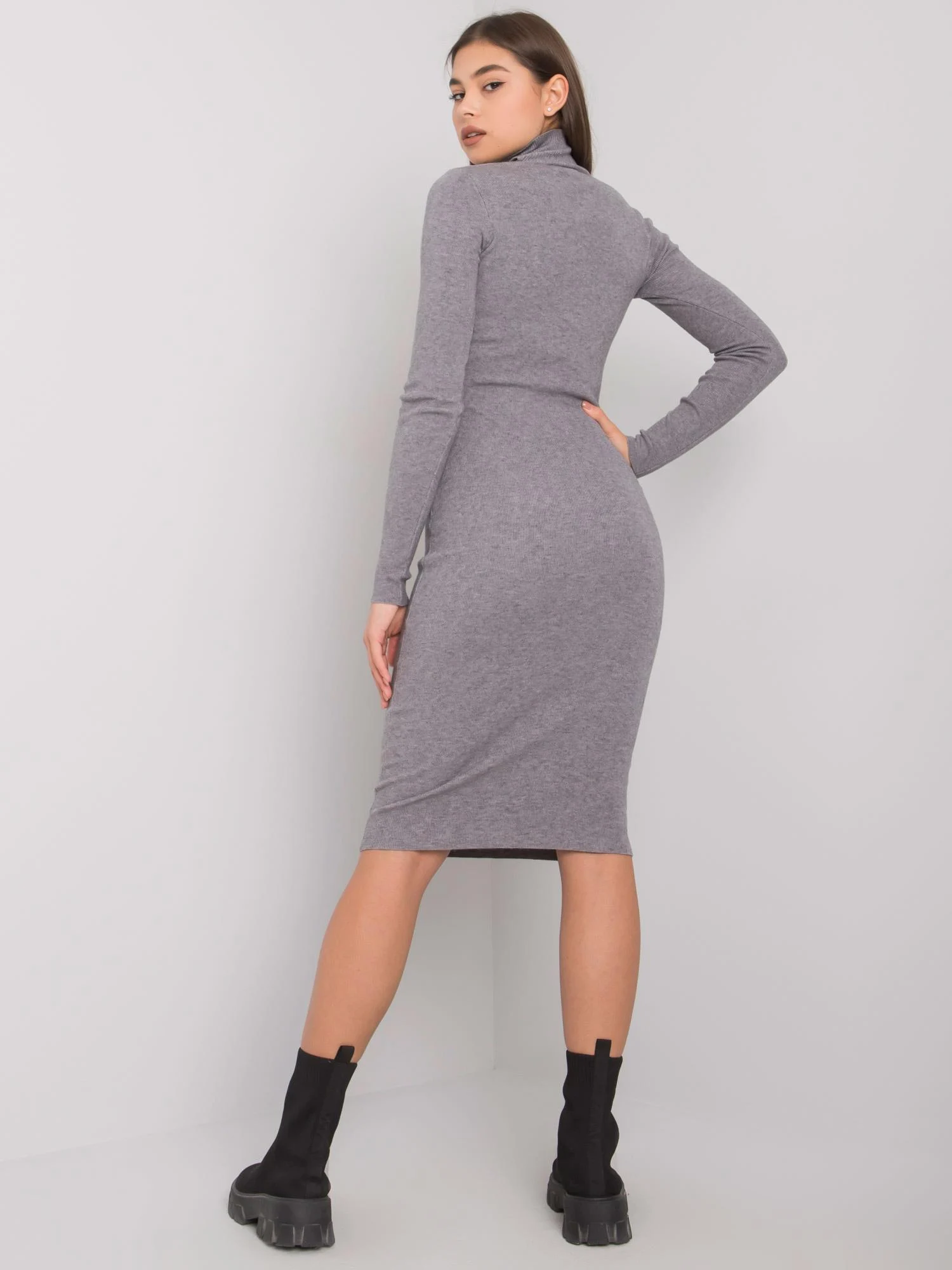 Rochie Dama Maxi, Dungi, Och Bella, Gri Eleganta Office - Image 3