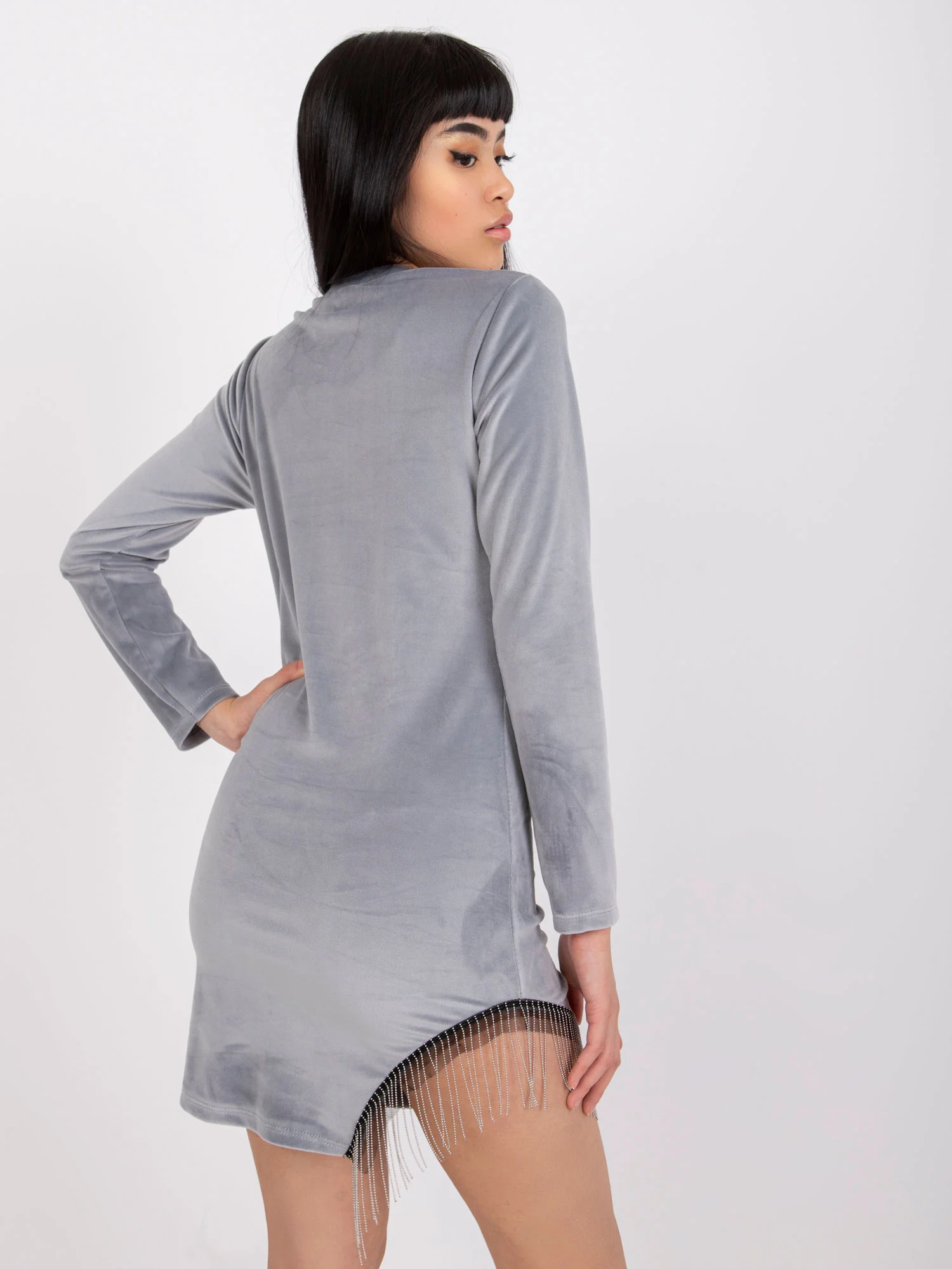 Rochie Dama Maxi, Rochie dreapta, ITALY MODA, Gri de Ocazie Nunta - Image 5