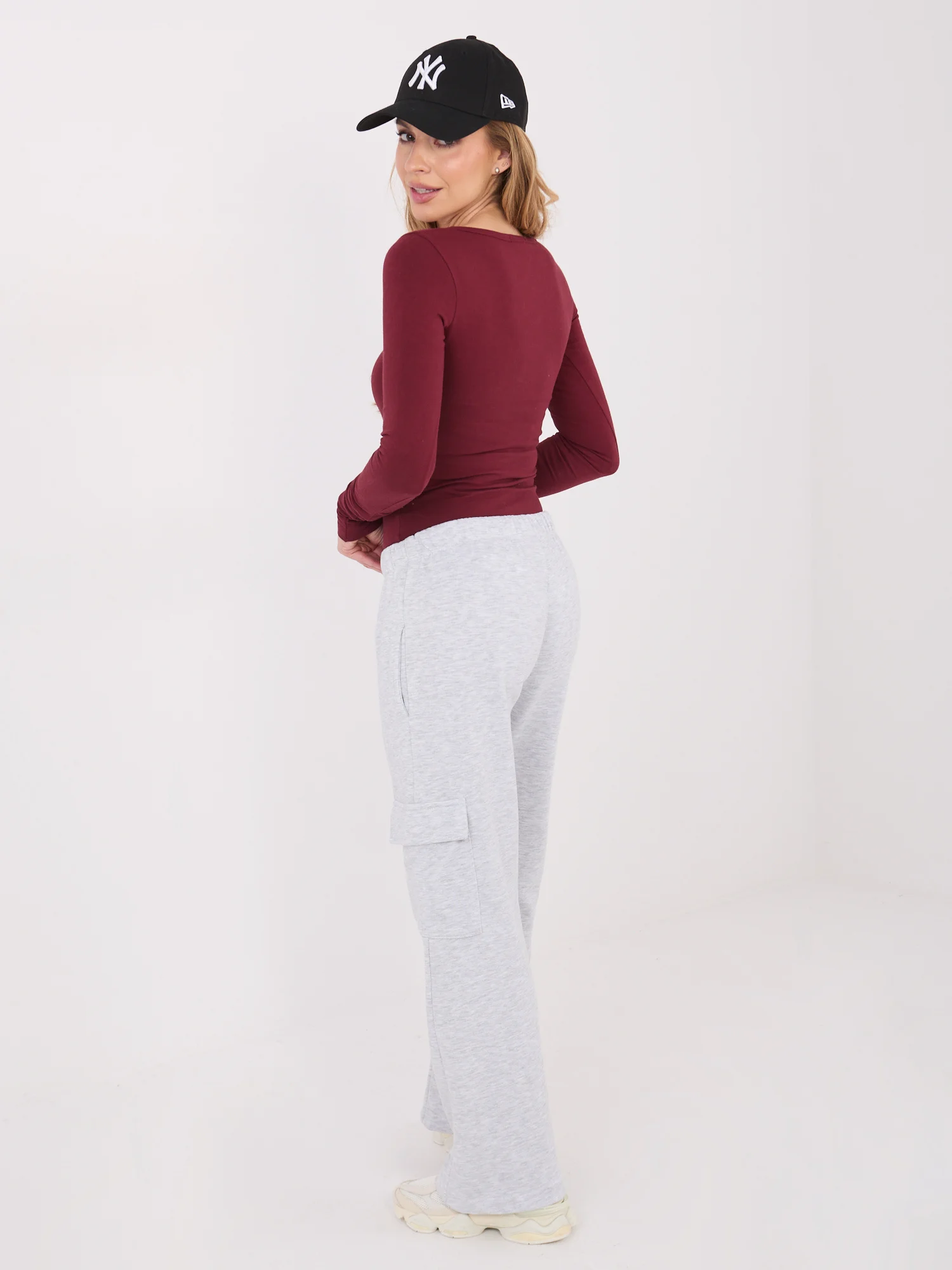 Pantaloni Dama Dreapta, Guler inalt, WESTEENE, Gri Casual - imagine 4