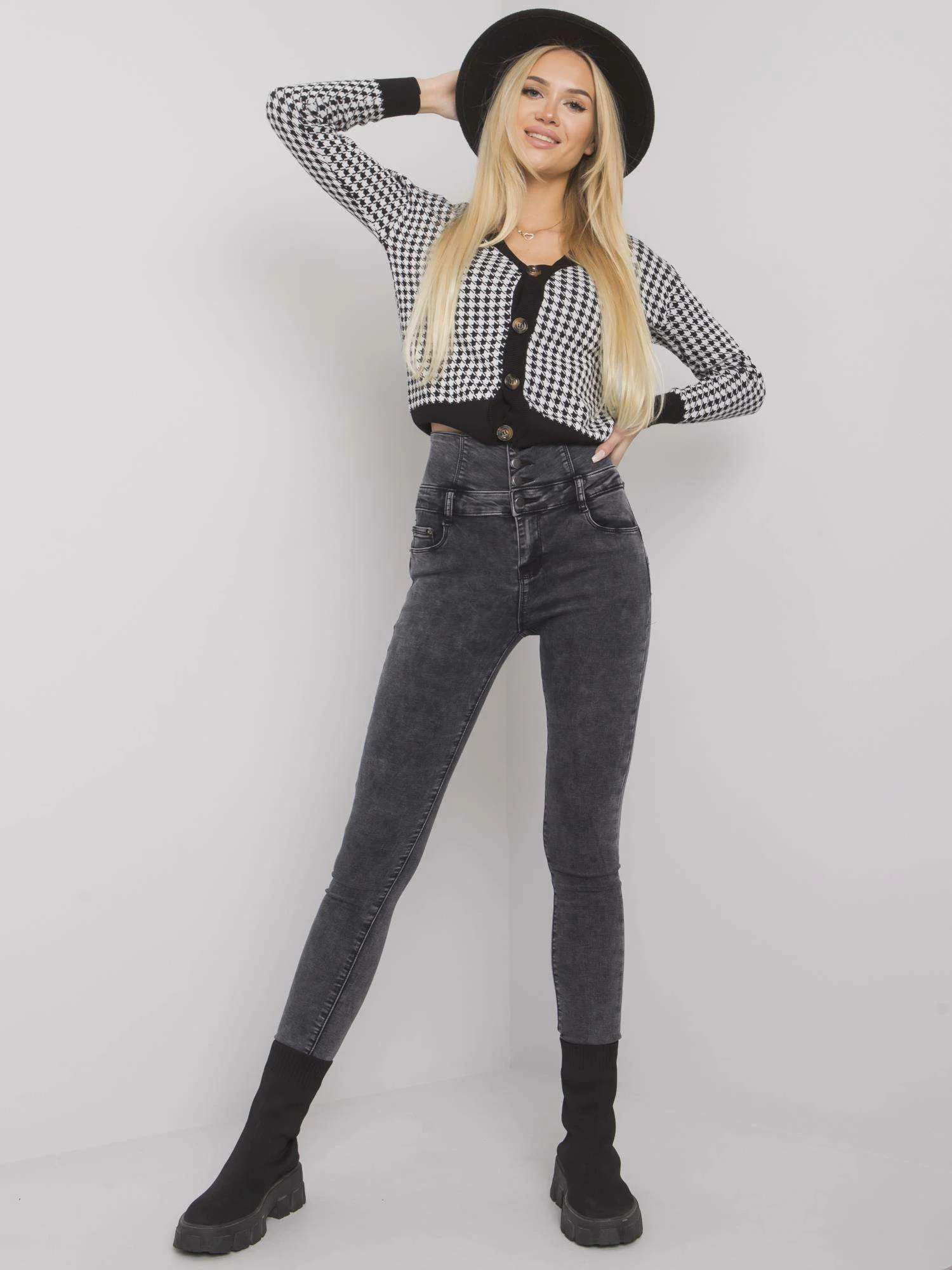 Pantaloni Dama Lunga, Conica, Only One Day Jack Berry, Gri Eleganta Office - imagine 5