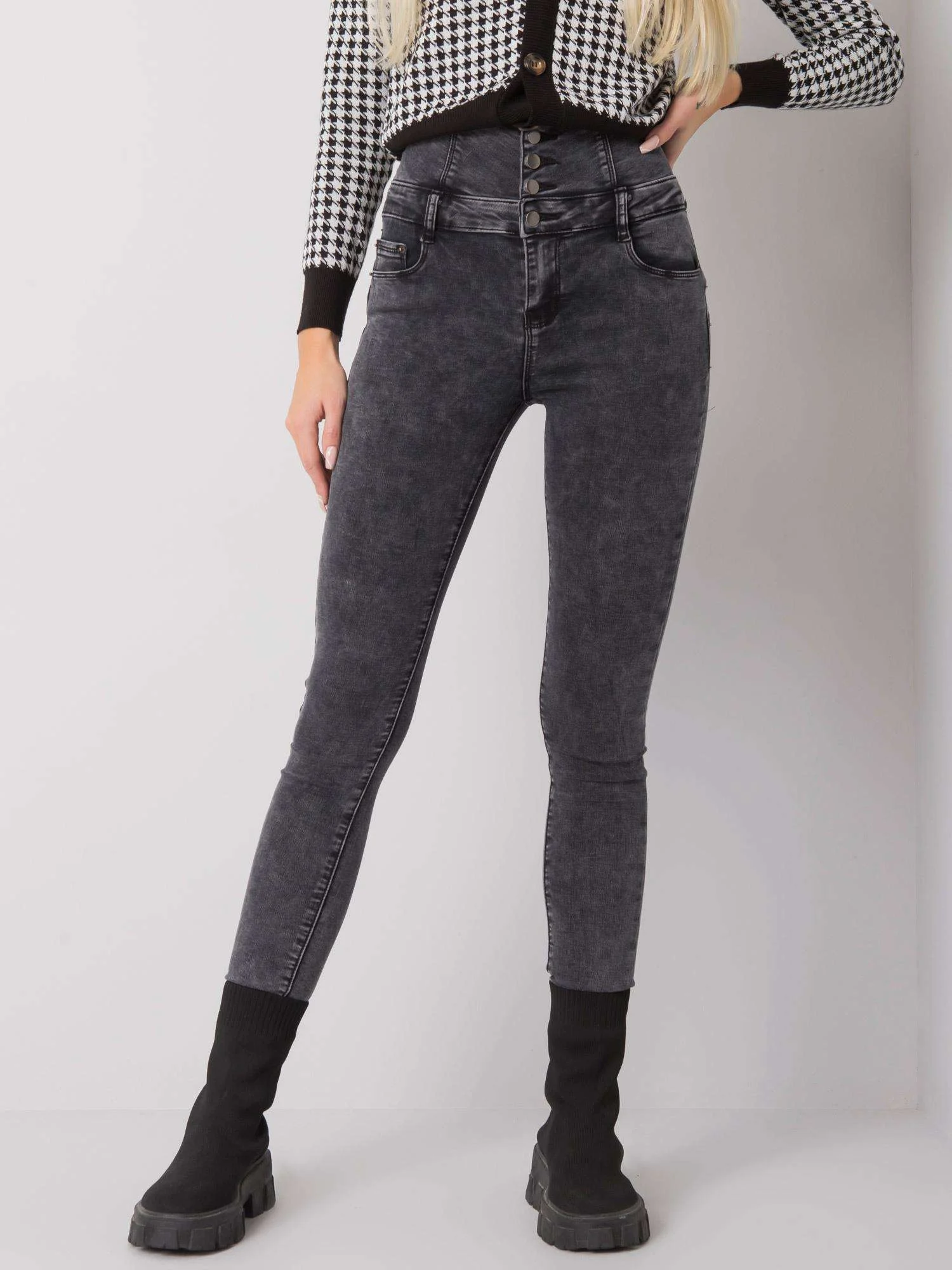 Pantaloni Dama Lunga, Conica, Only One Day Jack Berry, Gri Eleganta Office - imagine 3