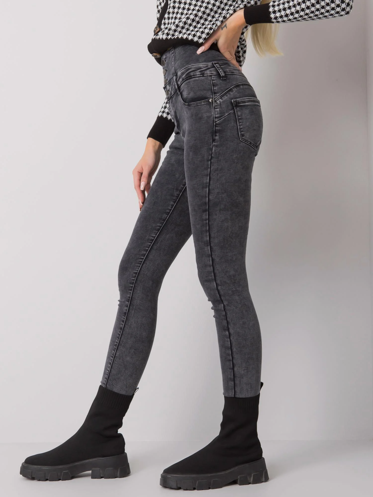 Pantaloni Dama Lunga, Conica, Only One Day Jack Berry, Gri Eleganta Office - imagine 2