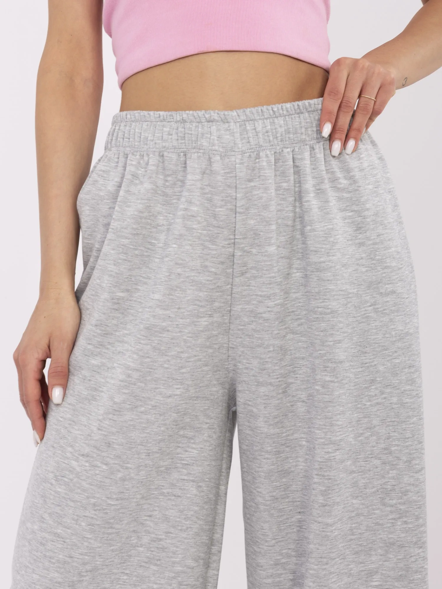 Pantaloni Dama Larga, Guler inalt, ITALY MODA, Gri Eleganta Office - imagine 4