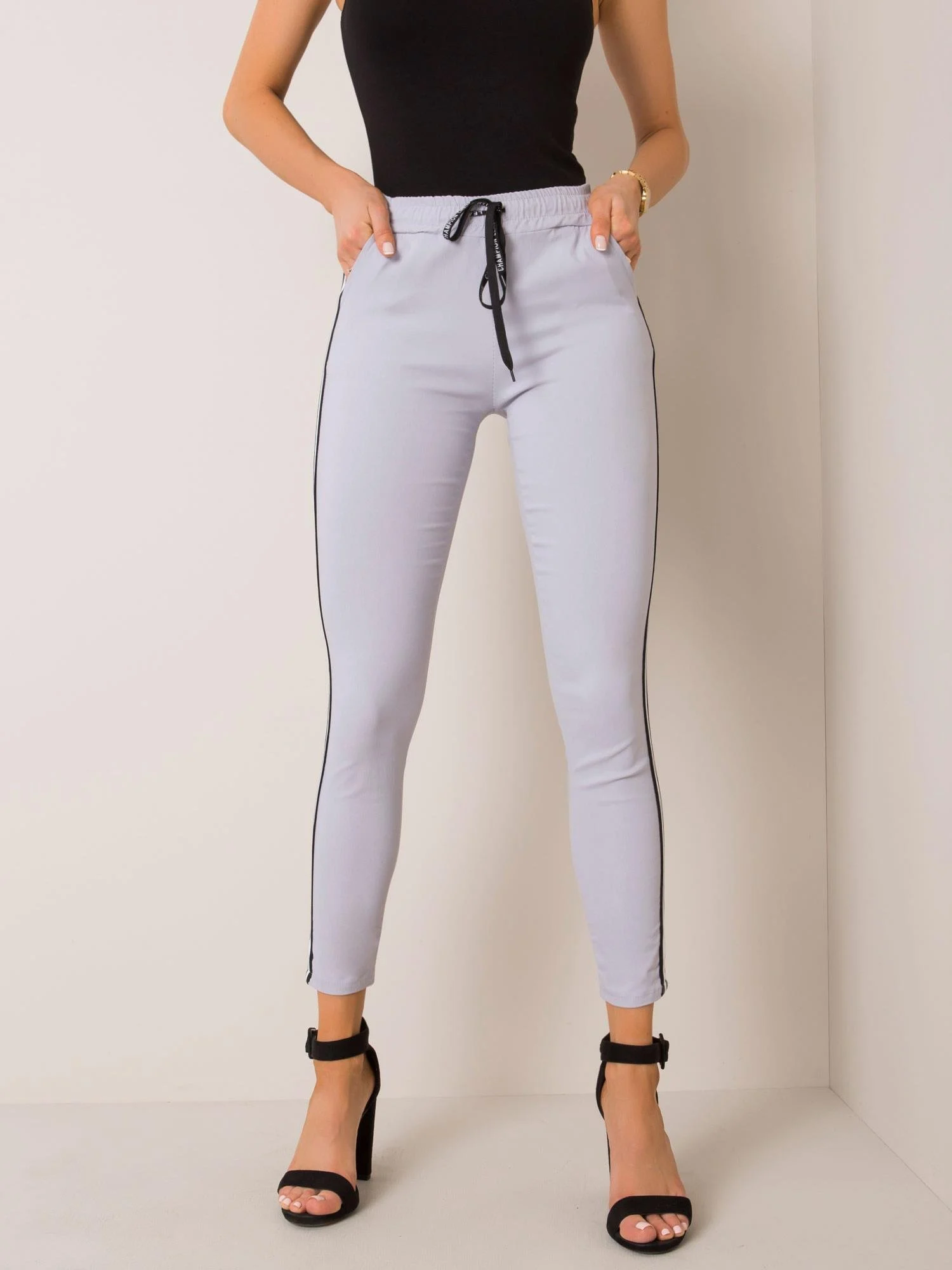 Pantaloni Dama Lunga, Conica, Och Bella, Gri Casual - Image 5