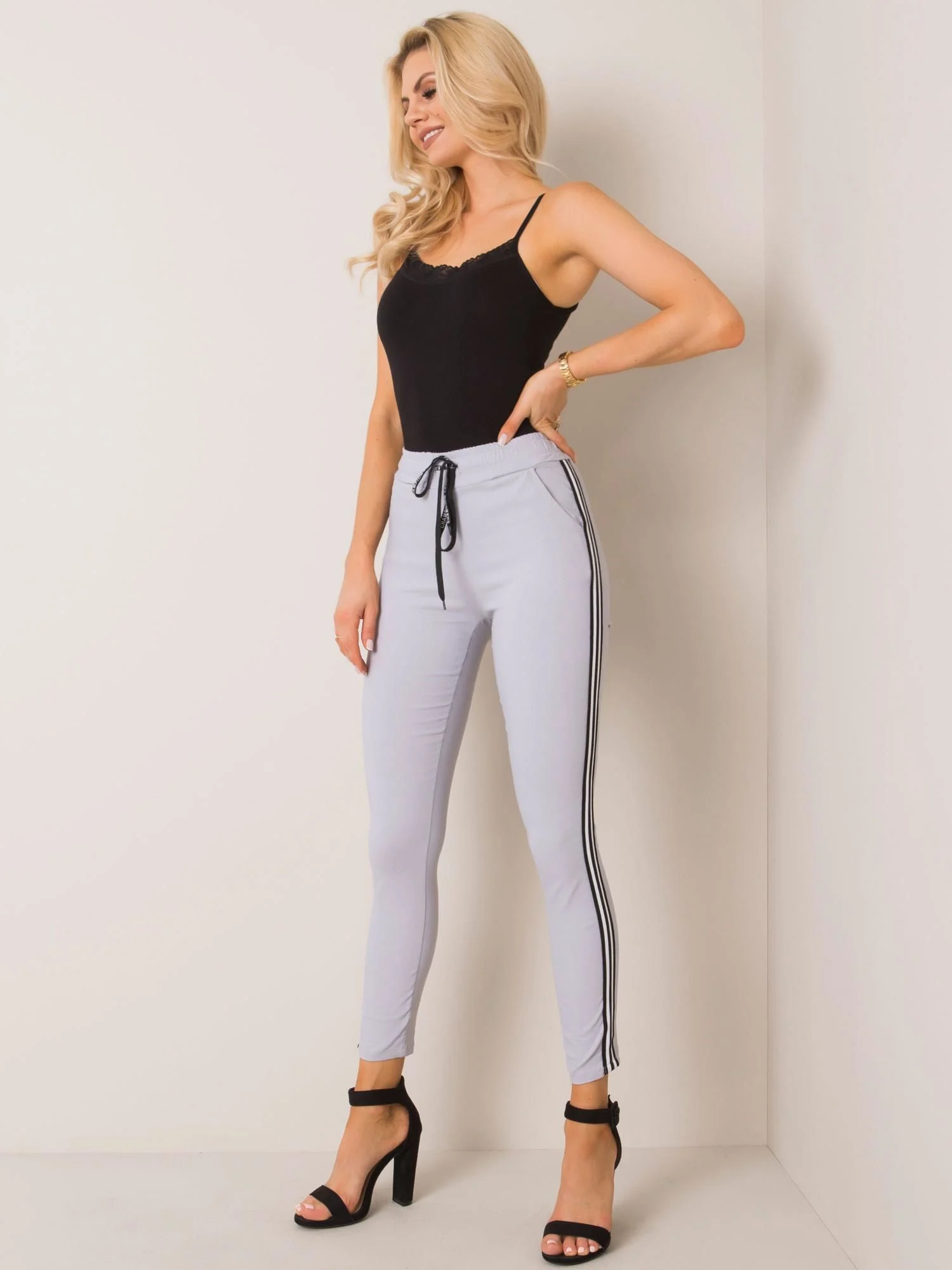 Pantaloni Dama Lunga, Conica, Och Bella, Gri Casual - Image 2