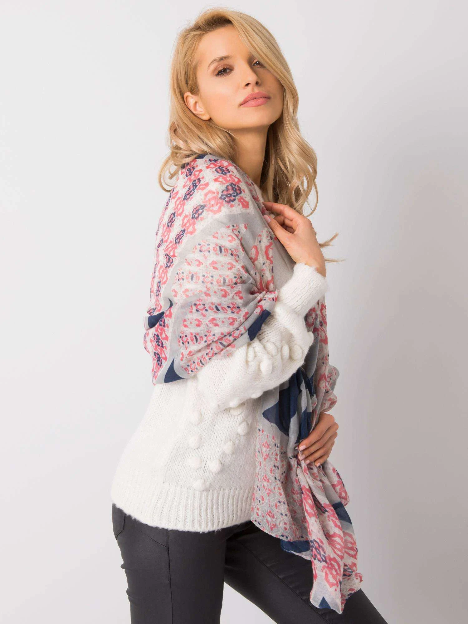 Bandana Dama Imprimat, Viscoza, Fashion Hunters, Gri - imagine 2
