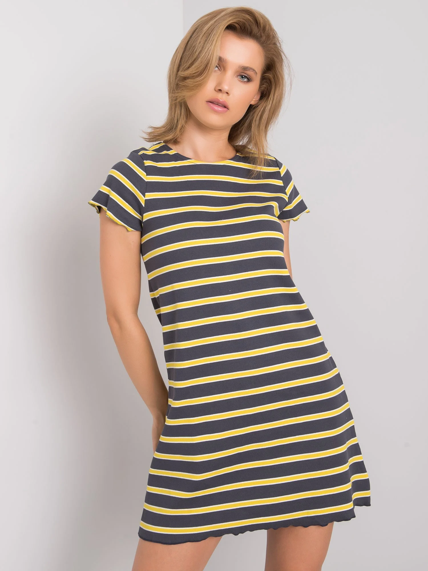 Rochie Dama Mini, Dungi, NieZnaszMnie, Gri Casual - Image 3