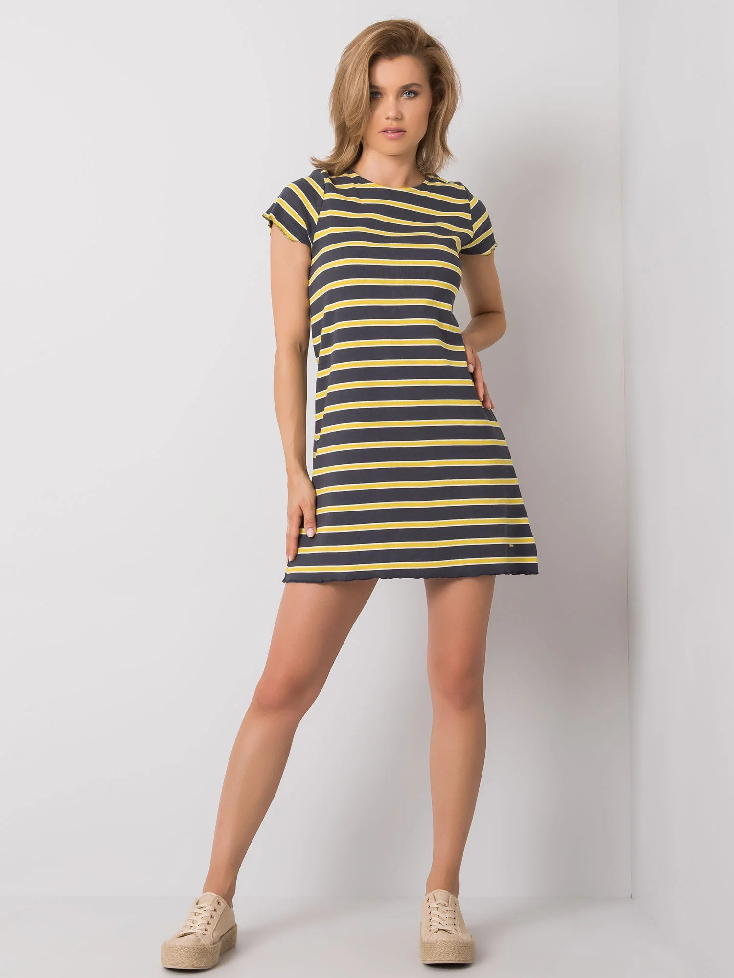 Rochie Dama Mini, Dungi, NieZnaszMnie, Gri Casual - Image 6