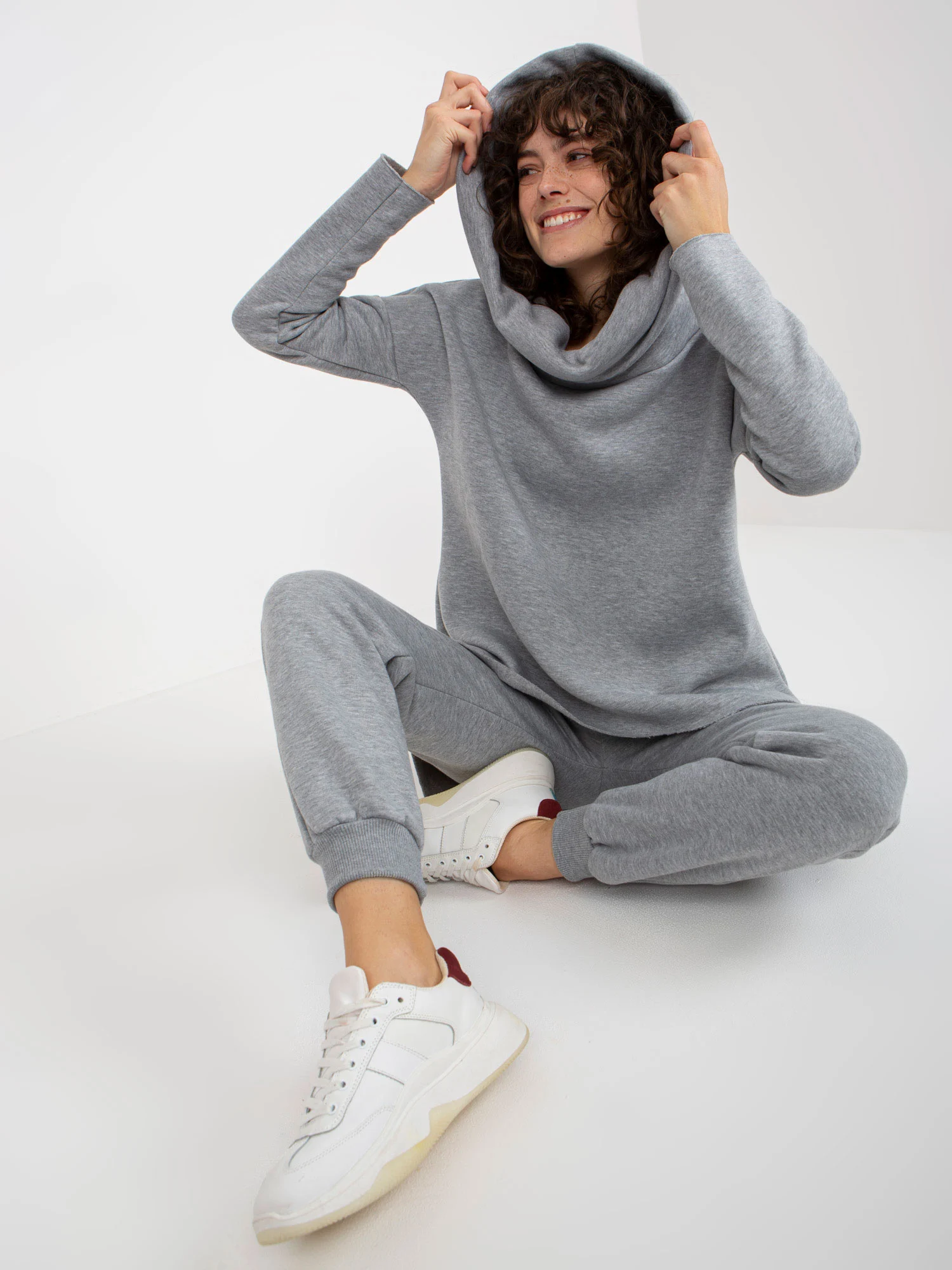 Compleu Dama Maneca lunga, Mansete elastice, ex moda, Gri Casual - imagine 4