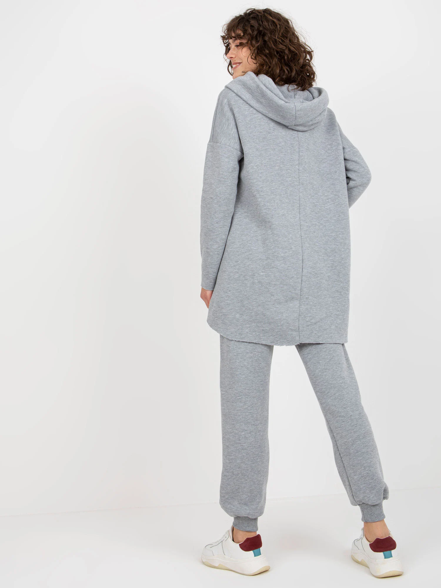 Compleu Dama Maneca lunga, Mansete elastice, ex moda, Gri Casual - imagine 2