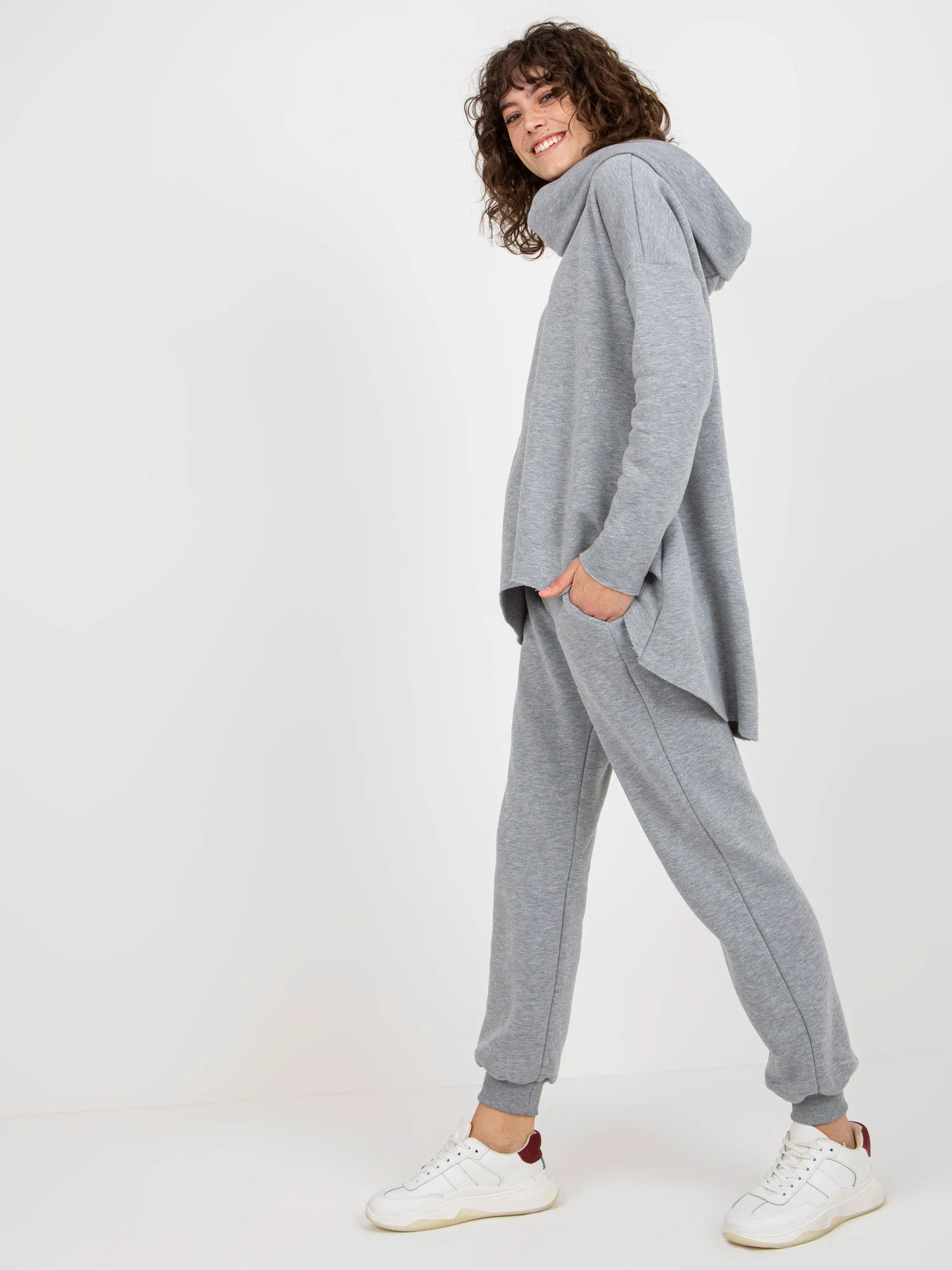 Compleu Dama Maneca lunga, Mansete elastice, ex moda, Gri Casual - imagine 7