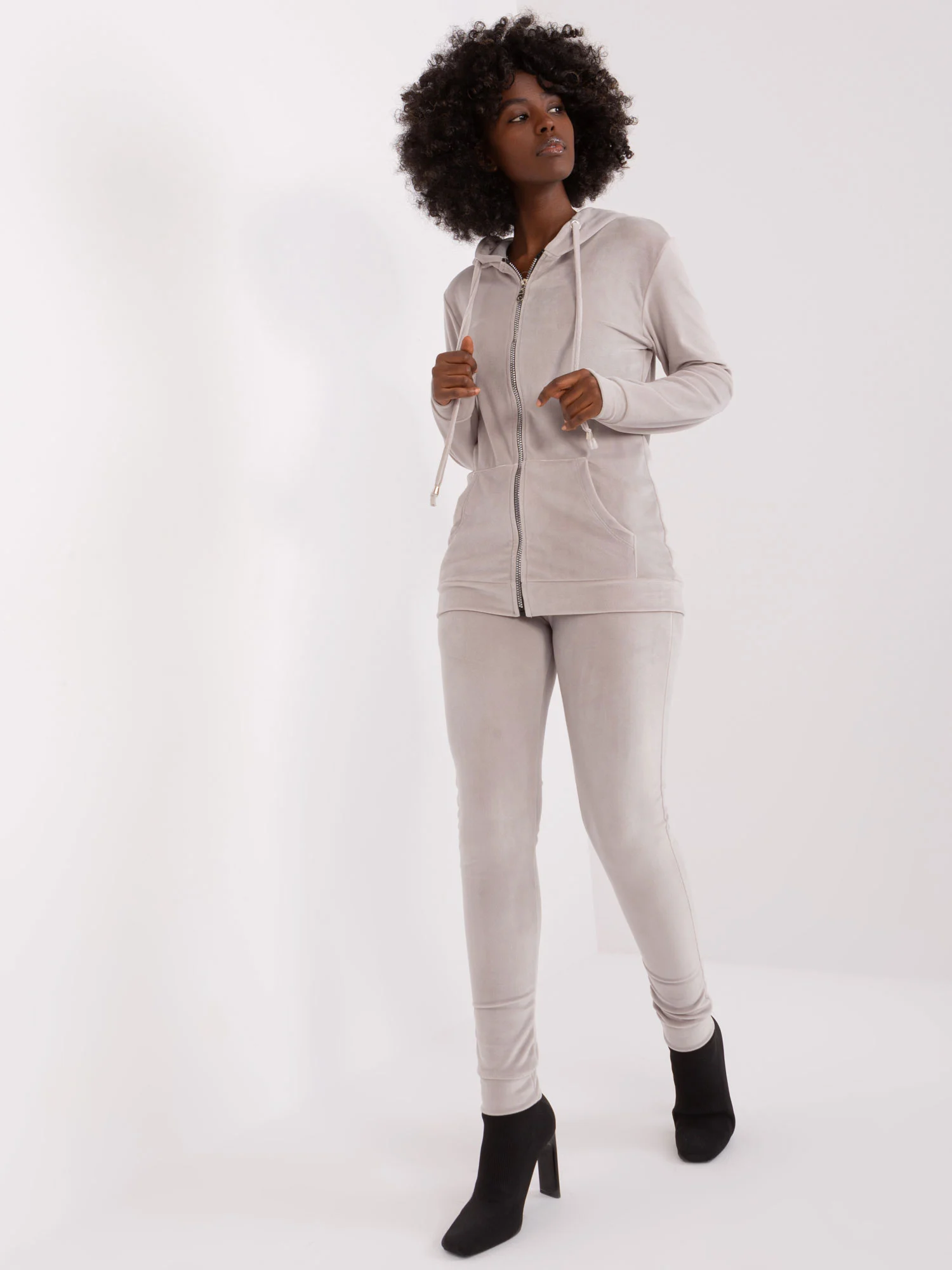 Compleu Dama Maneca lunga, Mansete elastice, RELEVANCE, Gri Casual - imagine 4