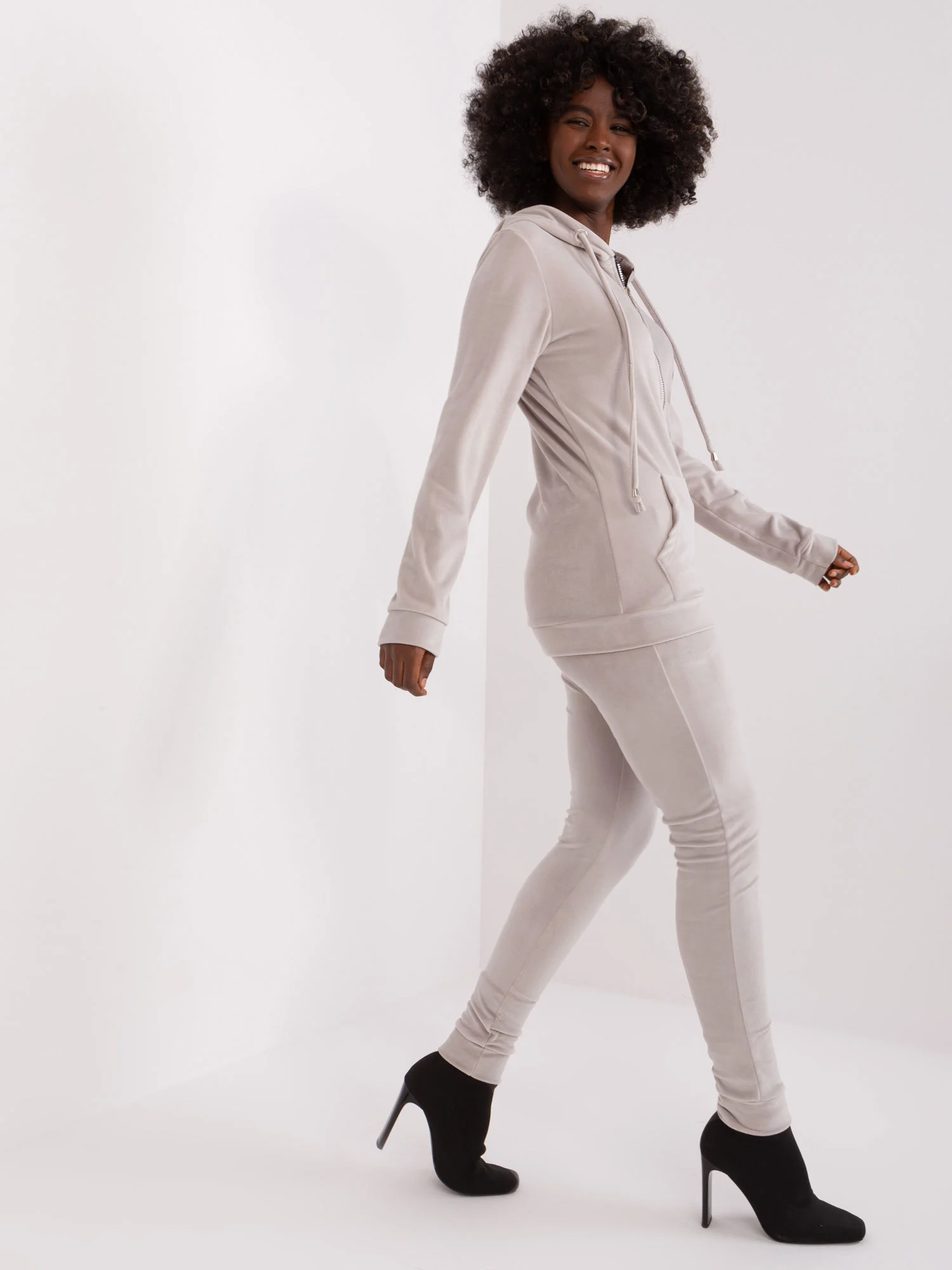 Compleu Dama Maneca lunga, Mansete elastice, RELEVANCE, Gri Casual - imagine 2