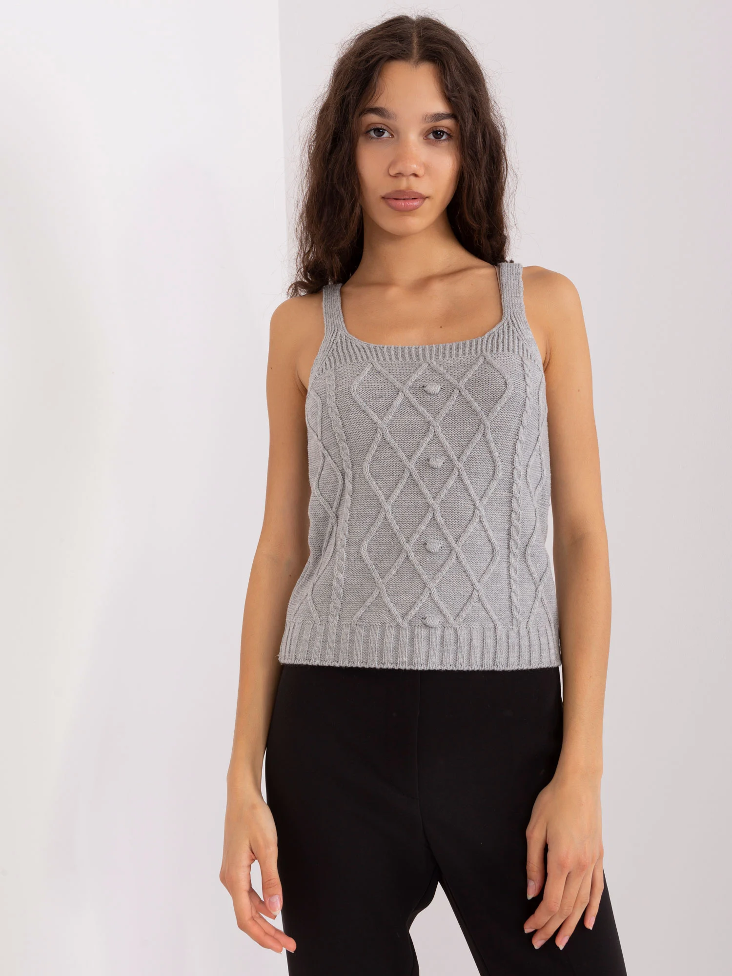 Compleu Dama Maneca lunga, Guler inalt, BADU, Gri Eleganta Office - imagine 7