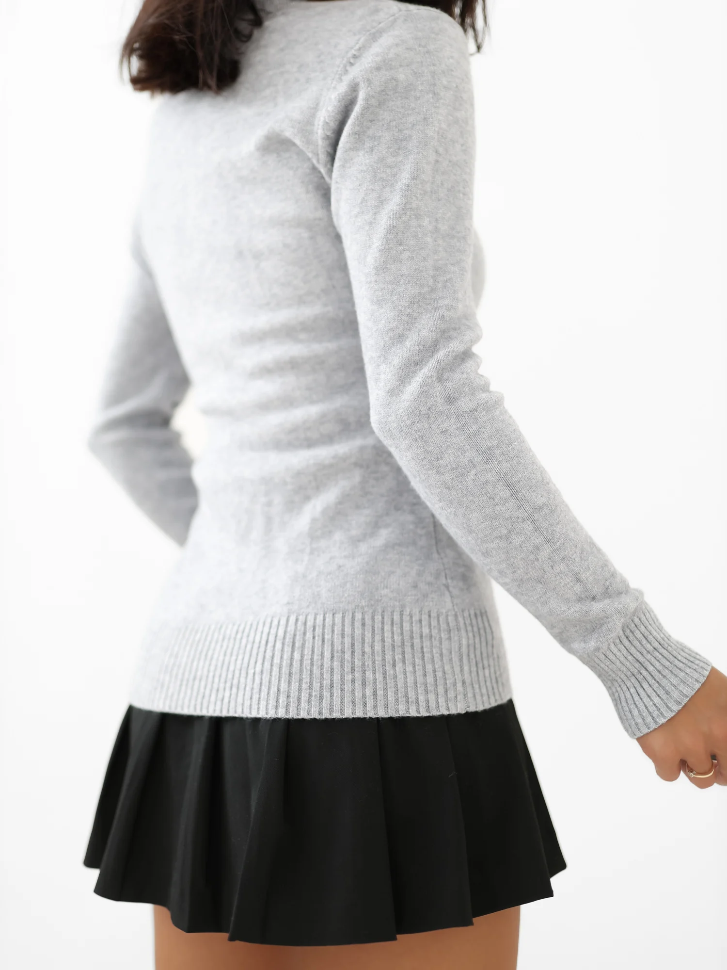 Pulover Dama Maneca lunga, Elegant, ITALY MODA, Gri Eleganta Office - imagine 7