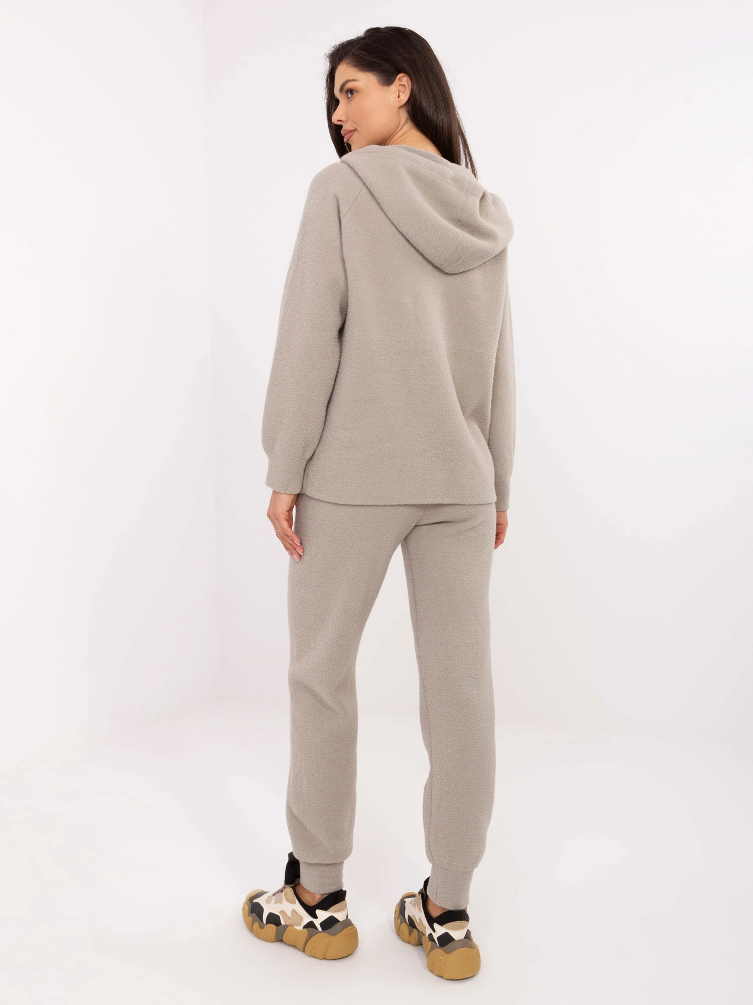 Compleu Dama Maneca lunga, Mansete elastice, Fashion Hunters, Gri Casual - imagine 5