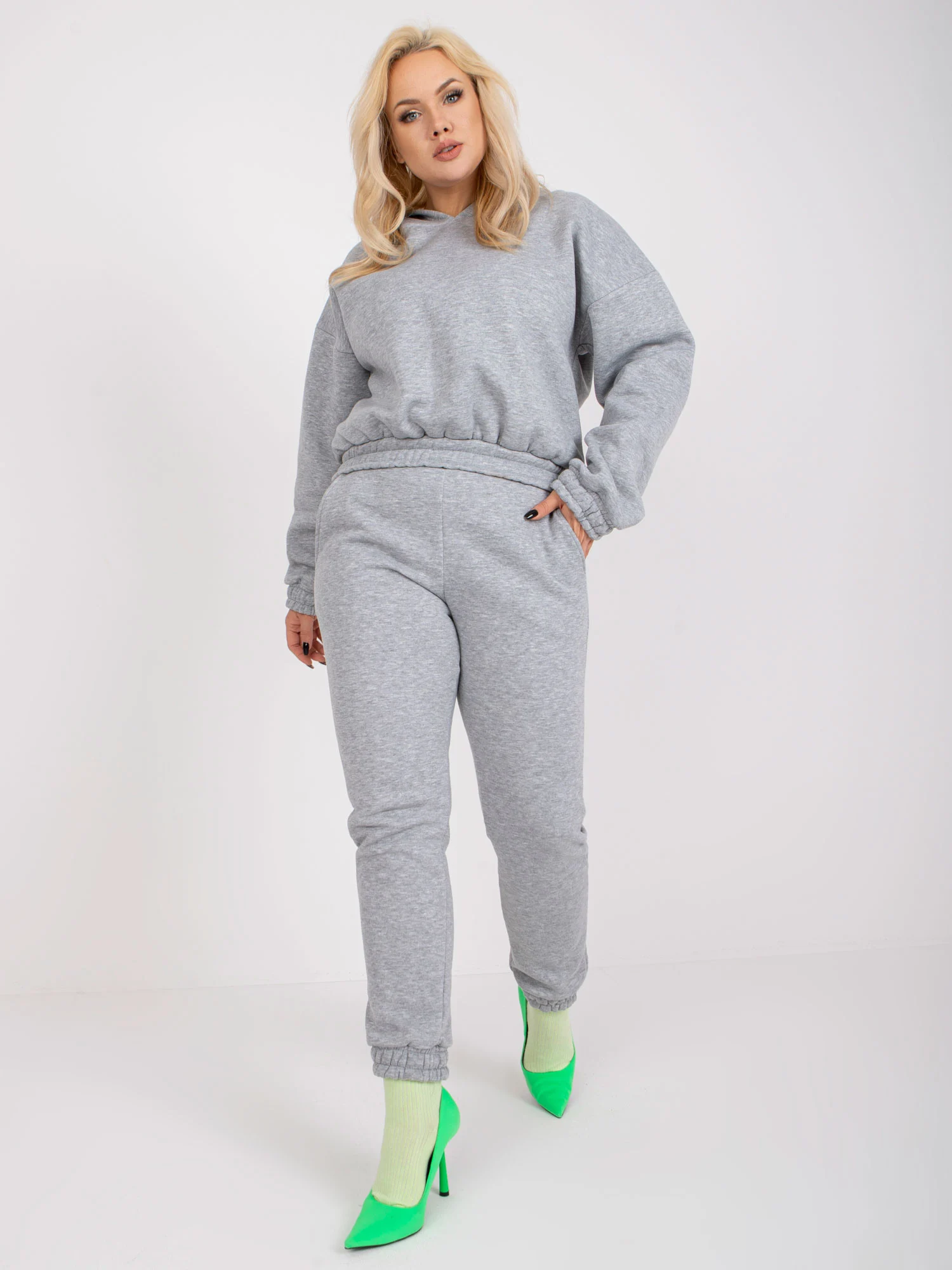 Compleu Dama Maneca lunga, Imprimat, ex moda, Gri Casual - imagine 3