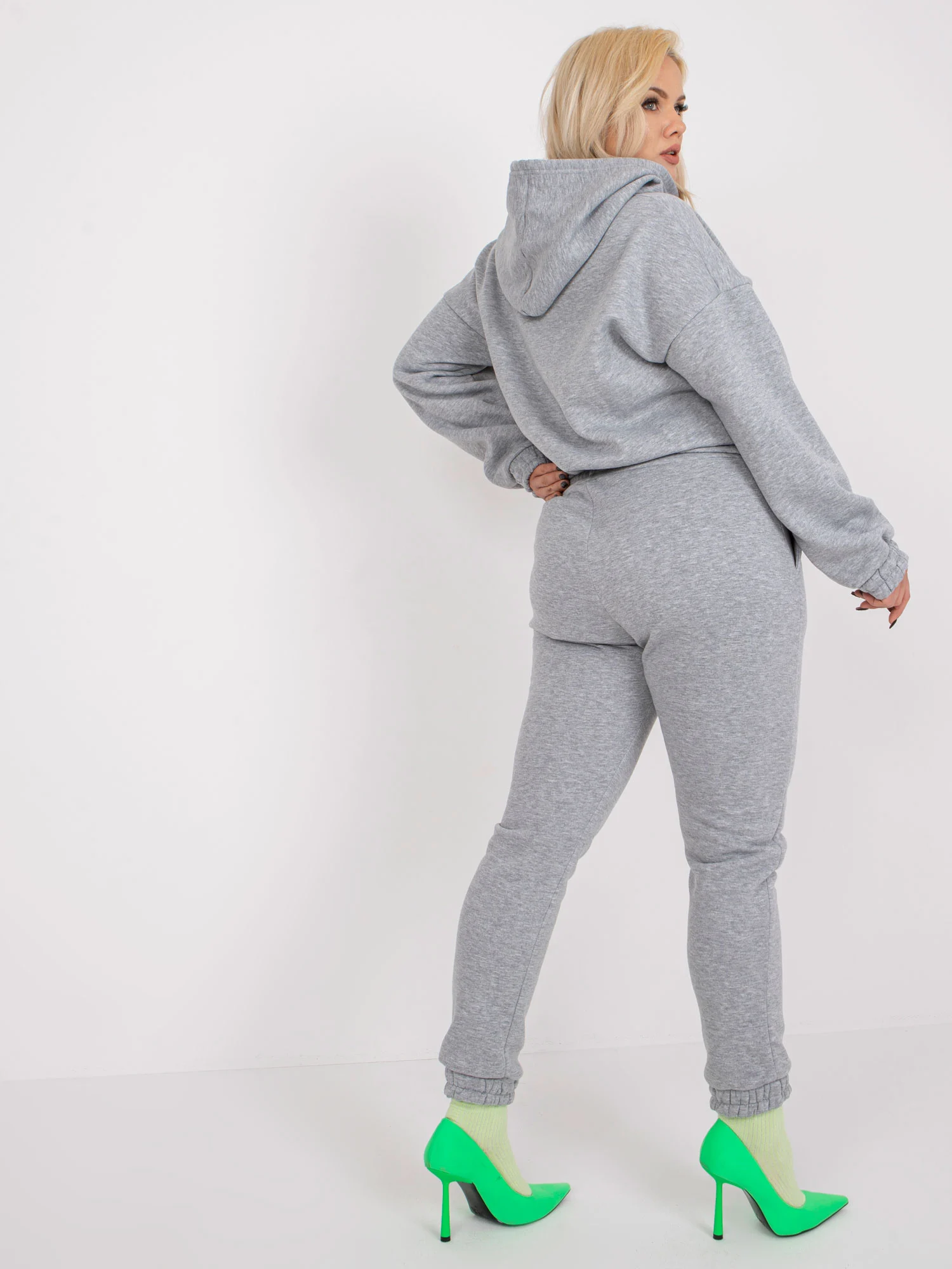 Compleu Dama Maneca lunga, Imprimat, ex moda, Gri Casual - imagine 2