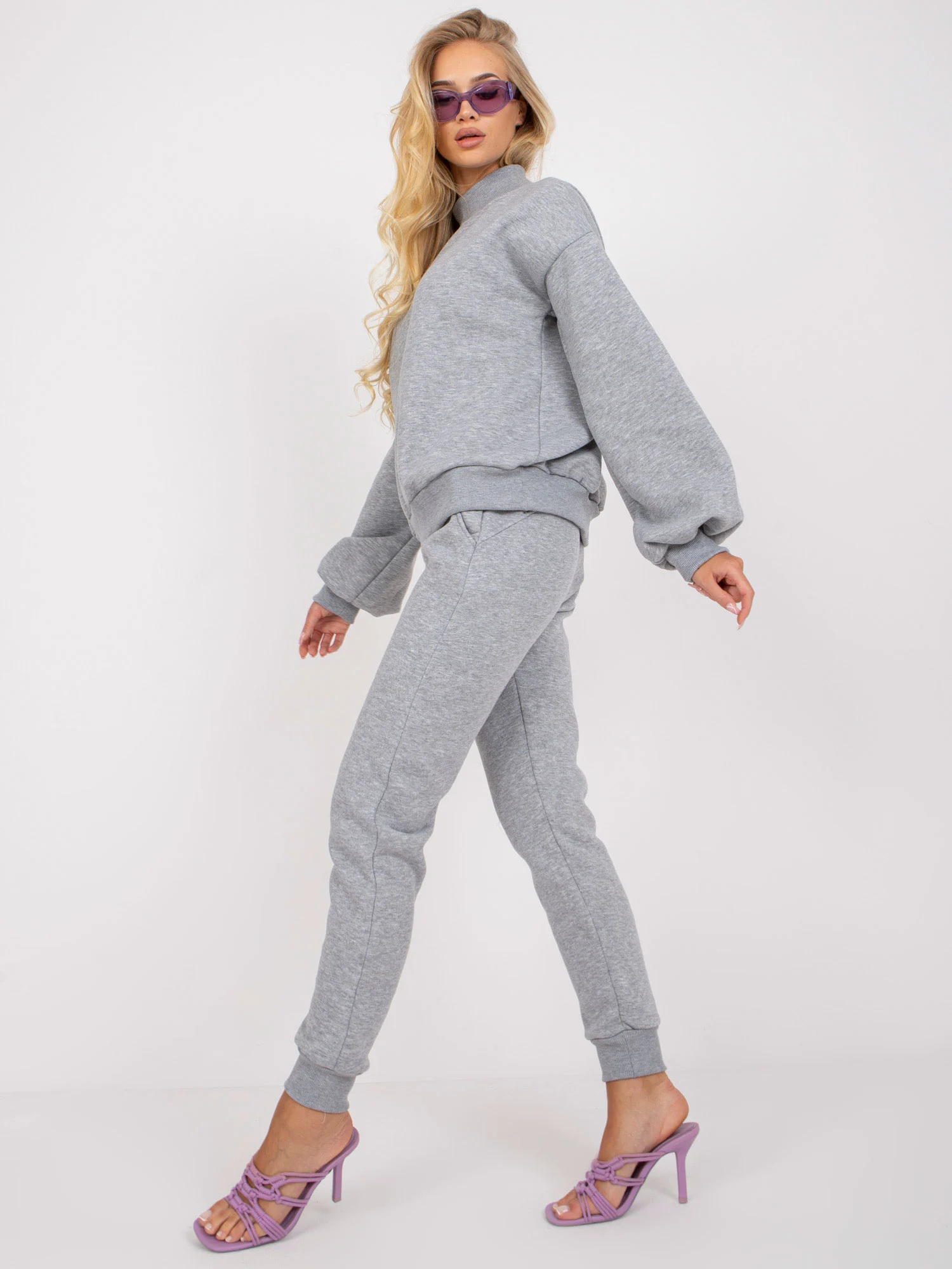 Compleu Dama Maneca lunga, Mansete elastice, ex moda, Gri Casual - Image 7