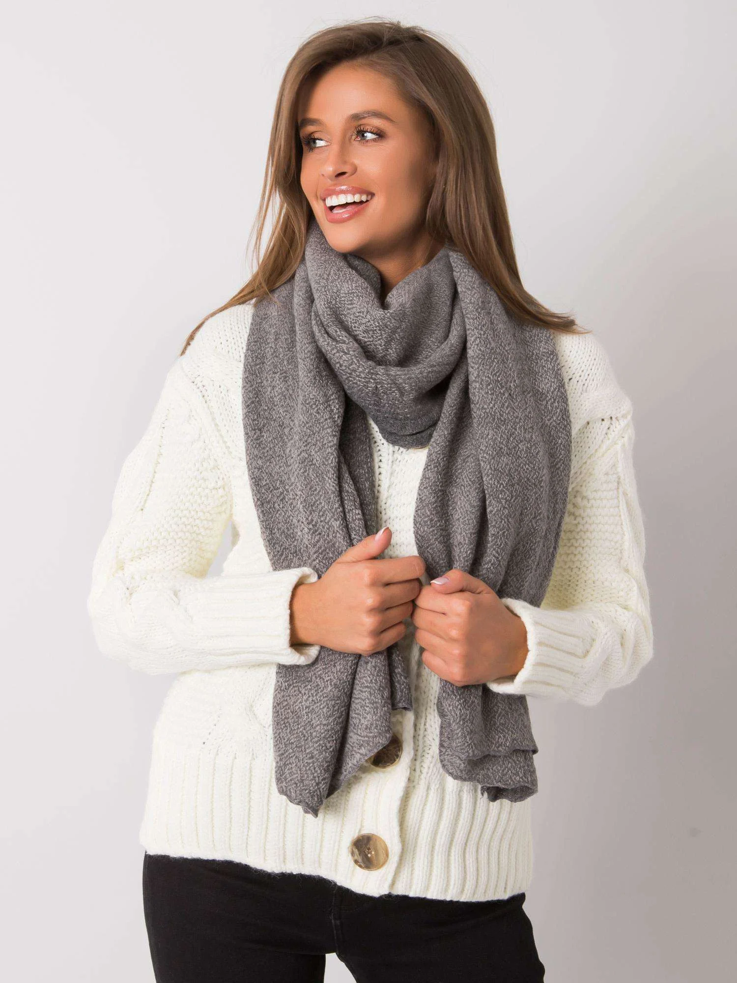 Esarfa Dama Acril, Wool Fashion Italia, Gri - imagine 2