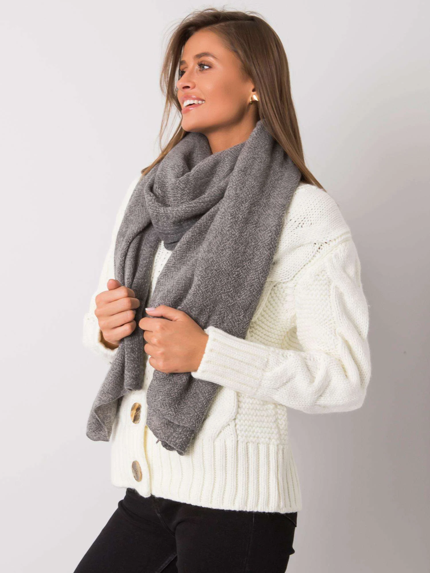 Esarfa Dama Acril, Wool Fashion Italia, Gri - imagine 3