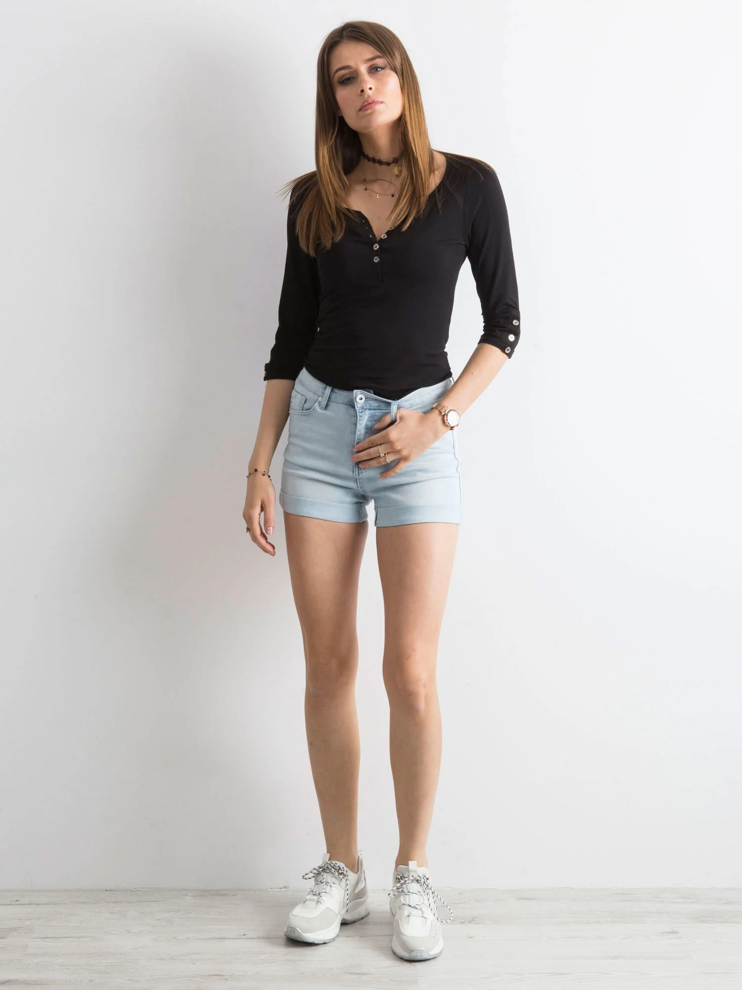 Pantaloni Scurti Dama Dreapta, Guler inalt, Goodies, Albastru Casual - imagine 6