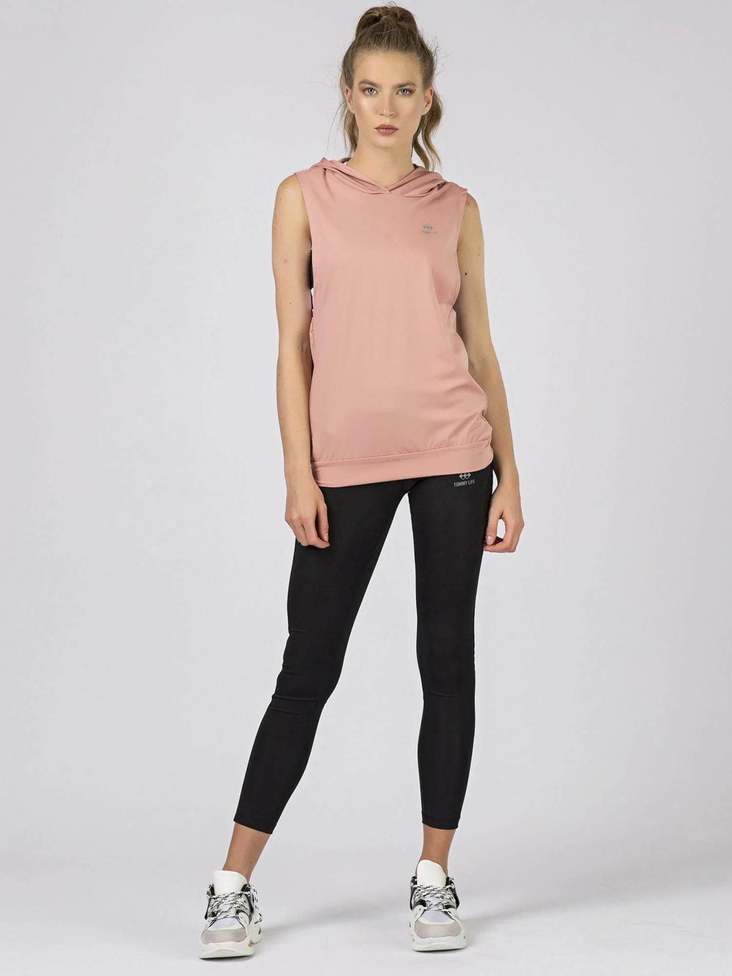 Hanorac Dama Fara maneci, Sport, TOMMY LIFE, Roz Casual Marimi Mari - imagine 3