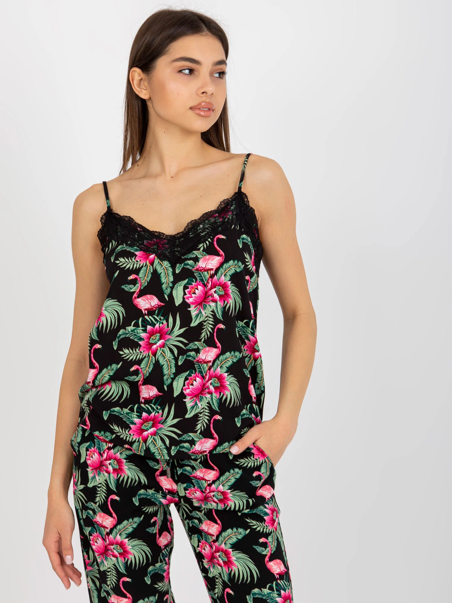 Bluza Dama Floral, Decolteu in V, Fresh Made, Verde Casual - imagine 2